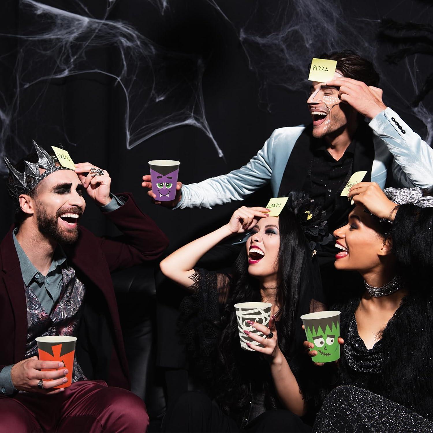 imageWhaline 100Pcs Halloween Disposable Cups Funny Cartoon Party Cups Pumpkin Vampire Mummy Monster Paper Cup for Juice Coffee Hot Cold Drink Halloween Party Supplies 9oz