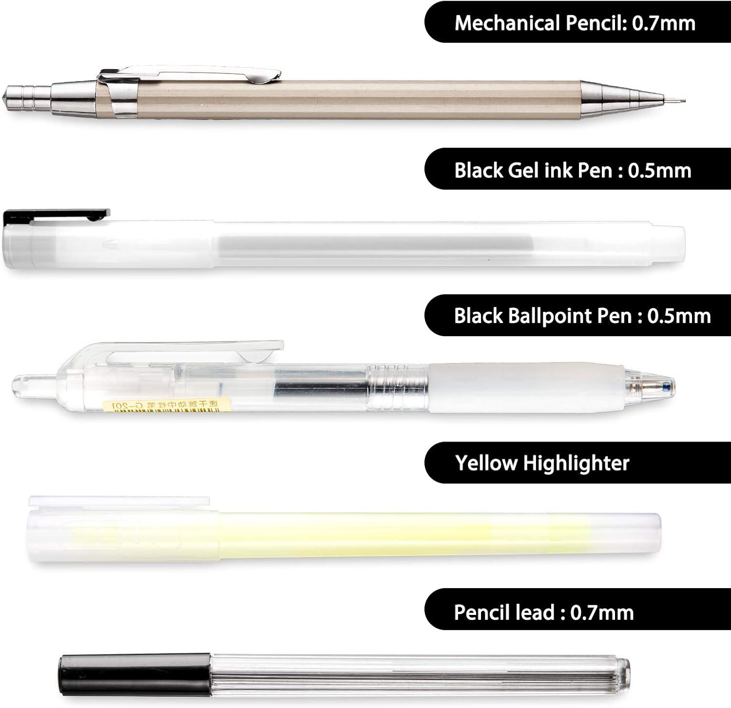 imageWhaline 10Pcs Japanese Style Pen Set Gel Ballpoint Pen Bag Mechanical Pencil Pencil Lead Correction Tape Sticky Note Rubber Ruler Highlighter Pen for Student Back to School Supplies Office Stationary