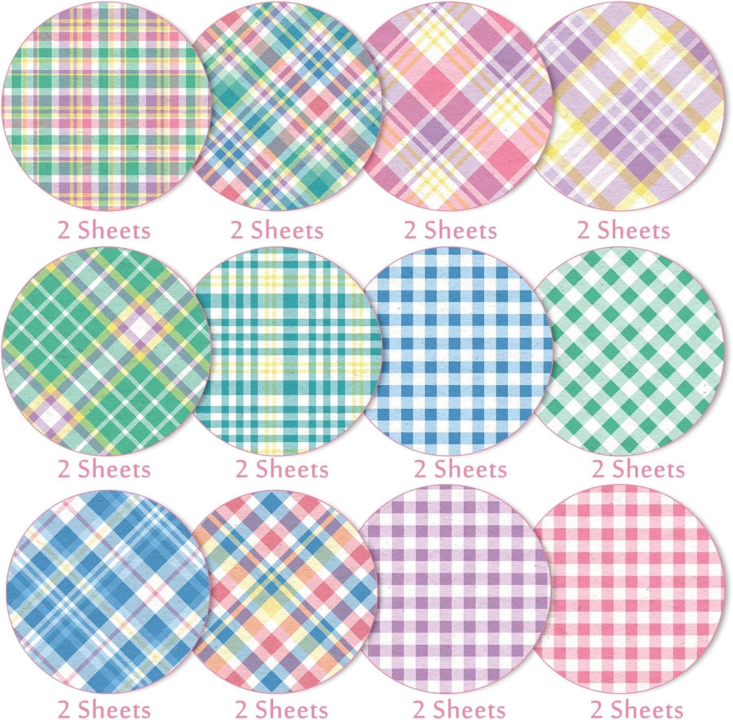imageWhaline 12 Designs Spring Pastel Plaid Pattern Paper 24 Sheet Scrapbook Specialty Paper DoubleSided Easter Decorative Craft Paper Folded Flat for Card Making Scrapbook Photo Album Decor 30 x 30cm118 x 118 Inch