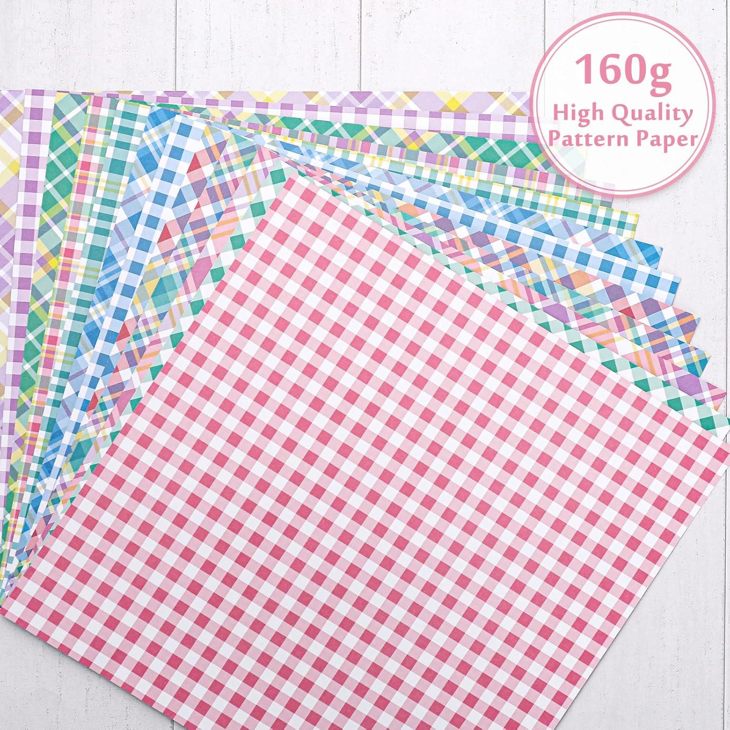 imageWhaline 12 Designs Spring Pastel Plaid Pattern Paper 24 Sheet Scrapbook Specialty Paper DoubleSided Easter Decorative Craft Paper Folded Flat for Card Making Scrapbook Photo Album Decor 30 x 30cm118 x 118 Inch
