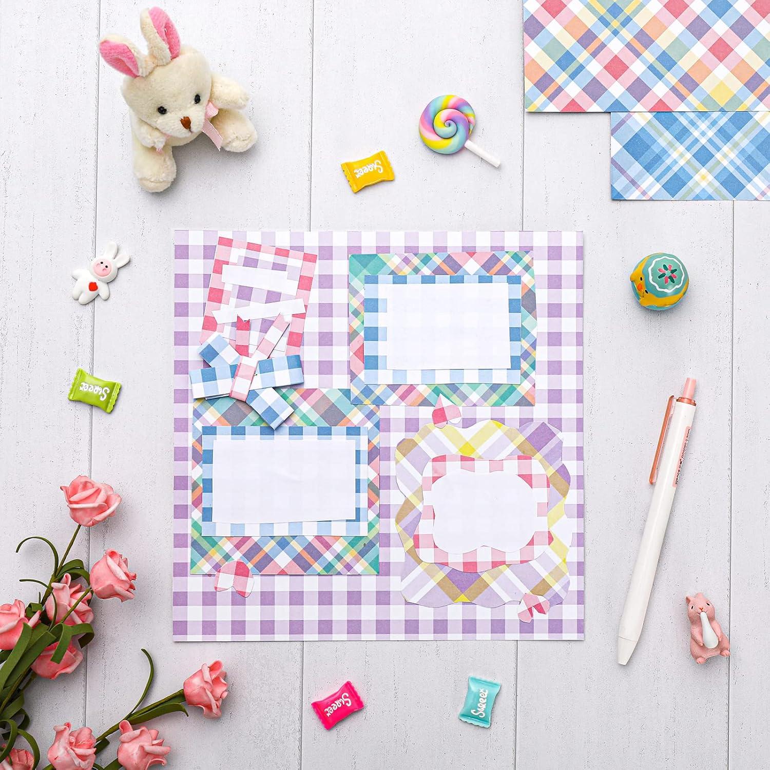 imageWhaline 12 Designs Spring Pastel Plaid Pattern Paper 24 Sheet Scrapbook Specialty Paper DoubleSided Easter Decorative Craft Paper Folded Flat for Card Making Scrapbook Photo Album Decor 30 x 30cm118 x 118 Inch