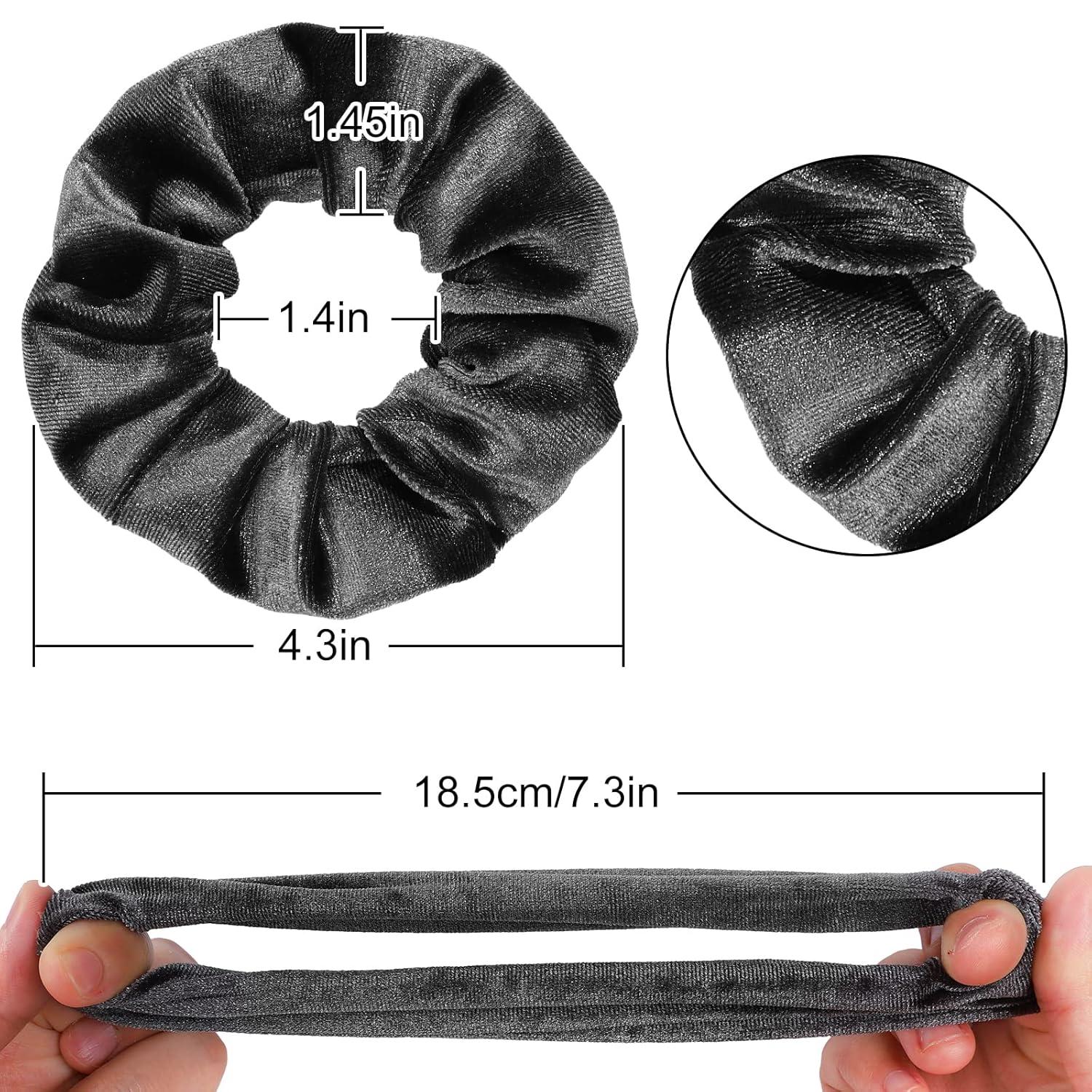 imageWhaline 12 Pieces Hair Scrunchies Velvet Elastics Scrunchy Bobbles Soft Hair Bands Hair Ties BlackGray