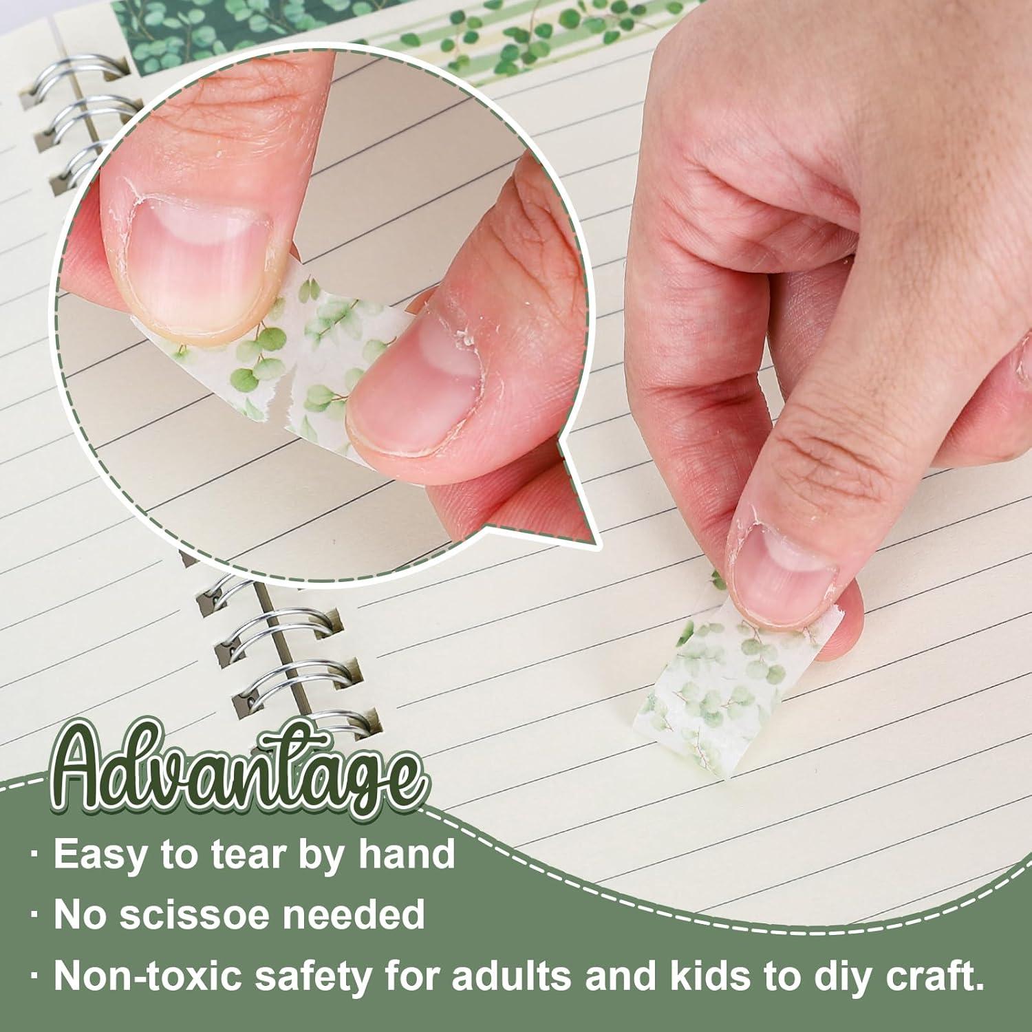 imageWhaline 12 Rolls Green Forest Washi Tape Watercolor Greenery Holiday Masking Tape Woodland Green Tree Plants Pattern Washi Tape for Scrapbook Journal DIY Craft Gift WrappingEucalyptus