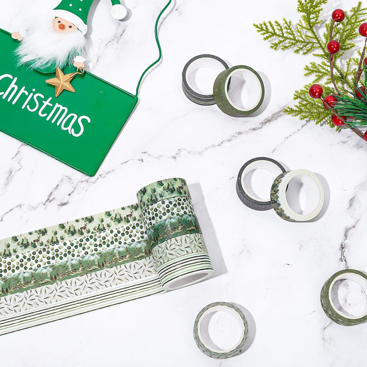 imageWhaline 12 Rolls Green Forest Washi Tape Watercolor Greenery Holiday Masking Tape Woodland Green Tree Plants Pattern Washi Tape for Scrapbook Journal DIY Craft Gift WrappingWatercolor Greenery