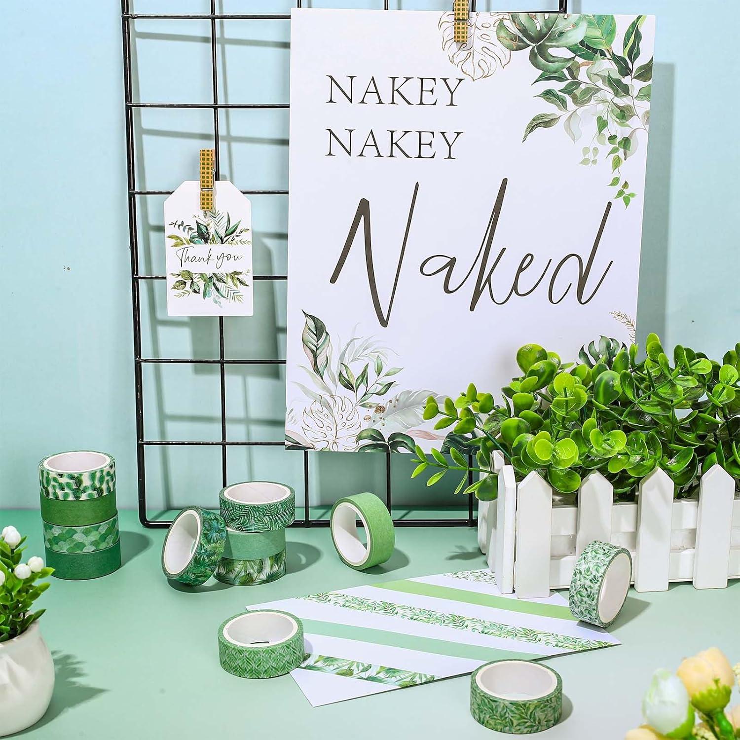 imageWhaline 12 Rolls Green Forest Washi Tape Watercolor Greenery Holiday Masking Tape Woodland Green Tree Plants Pattern Washi Tape for Scrapbook Journal DIY Craft Gift WrappingAssorted Plants