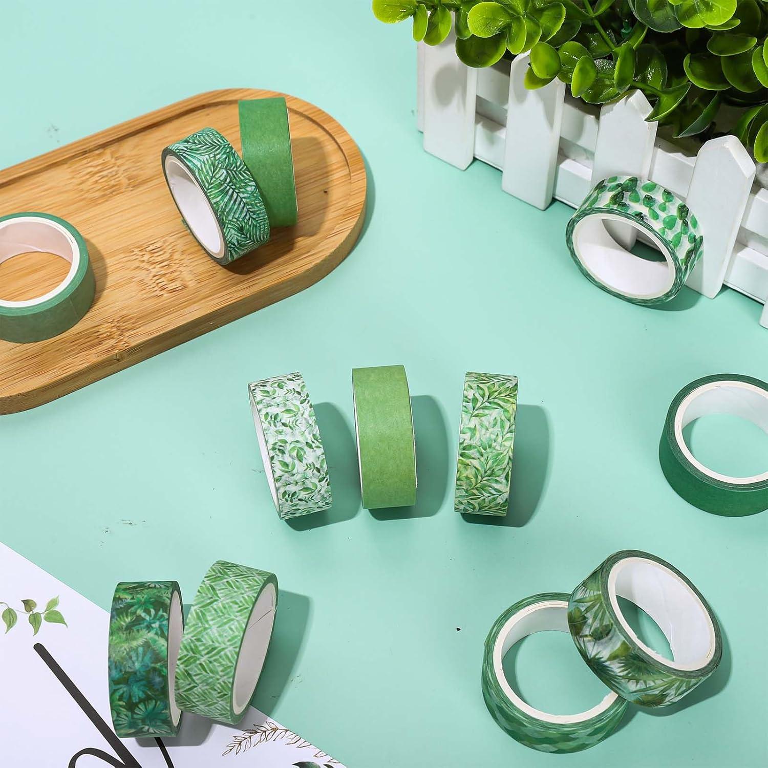 imageWhaline 12 Rolls Green Forest Washi Tape Watercolor Greenery Holiday Masking Tape Woodland Green Tree Plants Pattern Washi Tape for Scrapbook Journal DIY Craft Gift WrappingAssorted Plants