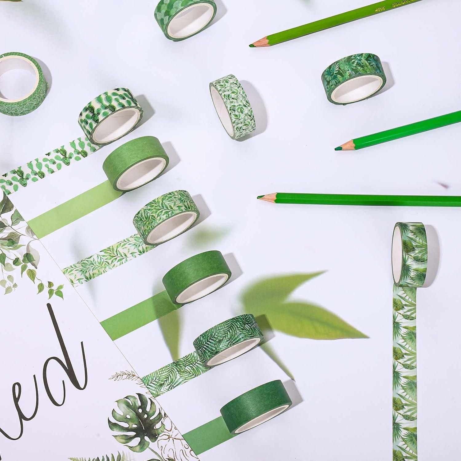 imageWhaline 12 Rolls Green Forest Washi Tape Watercolor Greenery Holiday Masking Tape Woodland Green Tree Plants Pattern Washi Tape for Scrapbook Journal DIY Craft Gift WrappingAssorted Plants