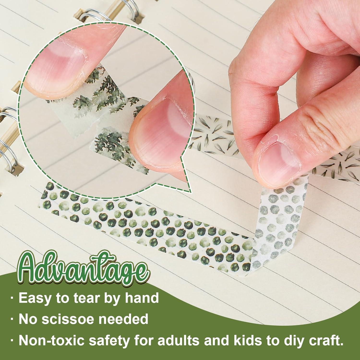 imageWhaline 12 Rolls Green Forest Washi Tape Watercolor Greenery Holiday Masking Tape Woodland Green Tree Plants Pattern Washi Tape for Scrapbook Journal DIY Craft Gift WrappingWatercolor Greenery