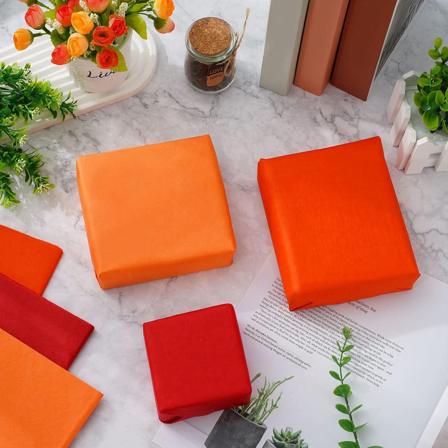 imageWhaline 120 Sheet Gradient Green Tissue Paper Assorted Green Gift Wrapping Paper 15 x 20 Inch Gift Wrap Tissue Paper Art Paper Crafts for DIY Gift Wrapping Birthday Easter Wedding Baby Showe 3 ColorsRed Orange