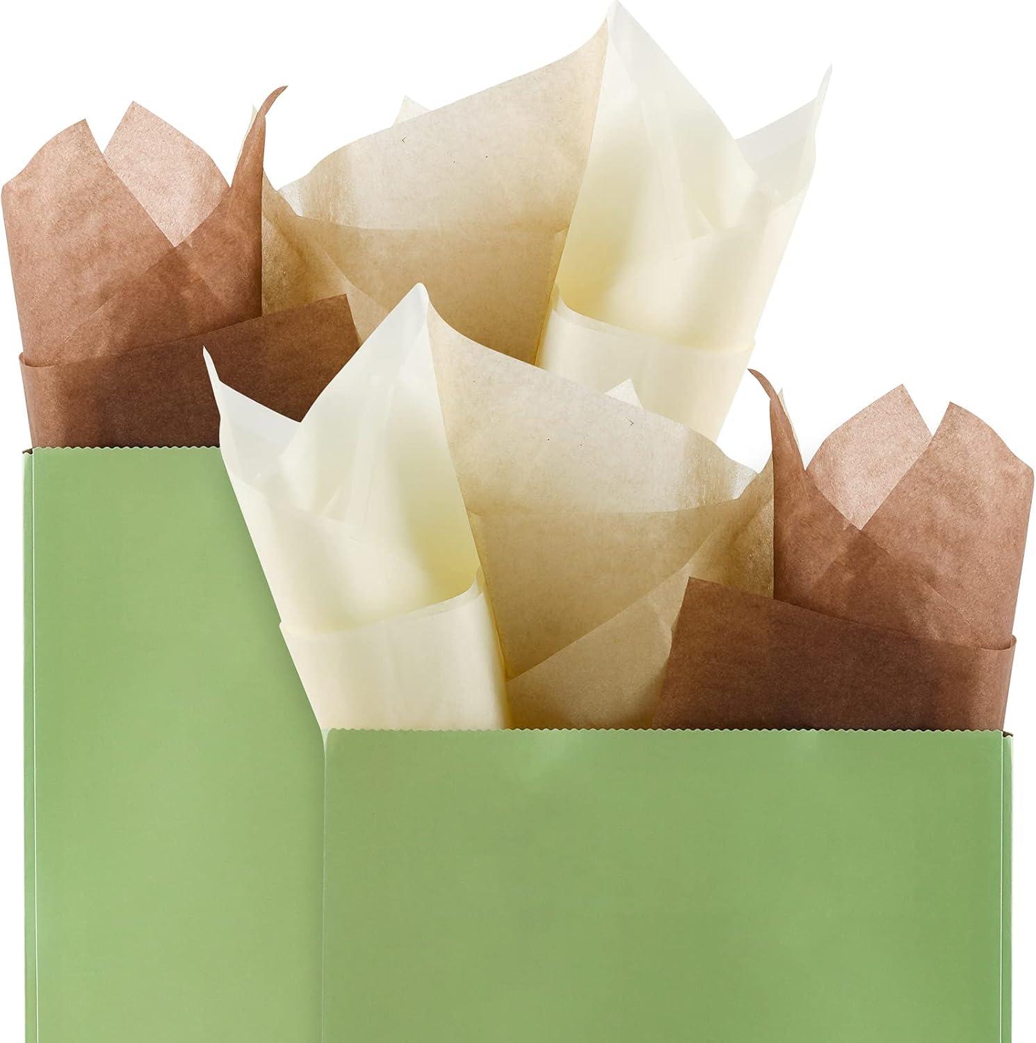 imageWhaline 120 Sheet Gradient Green Tissue Paper Assorted Green Gift Wrapping Paper 15 x 20 Inch Gift Wrap Tissue Paper Art Paper Crafts for DIY Gift Wrapping Birthday Easter Wedding Baby Showe 3 ColorsBrown Series