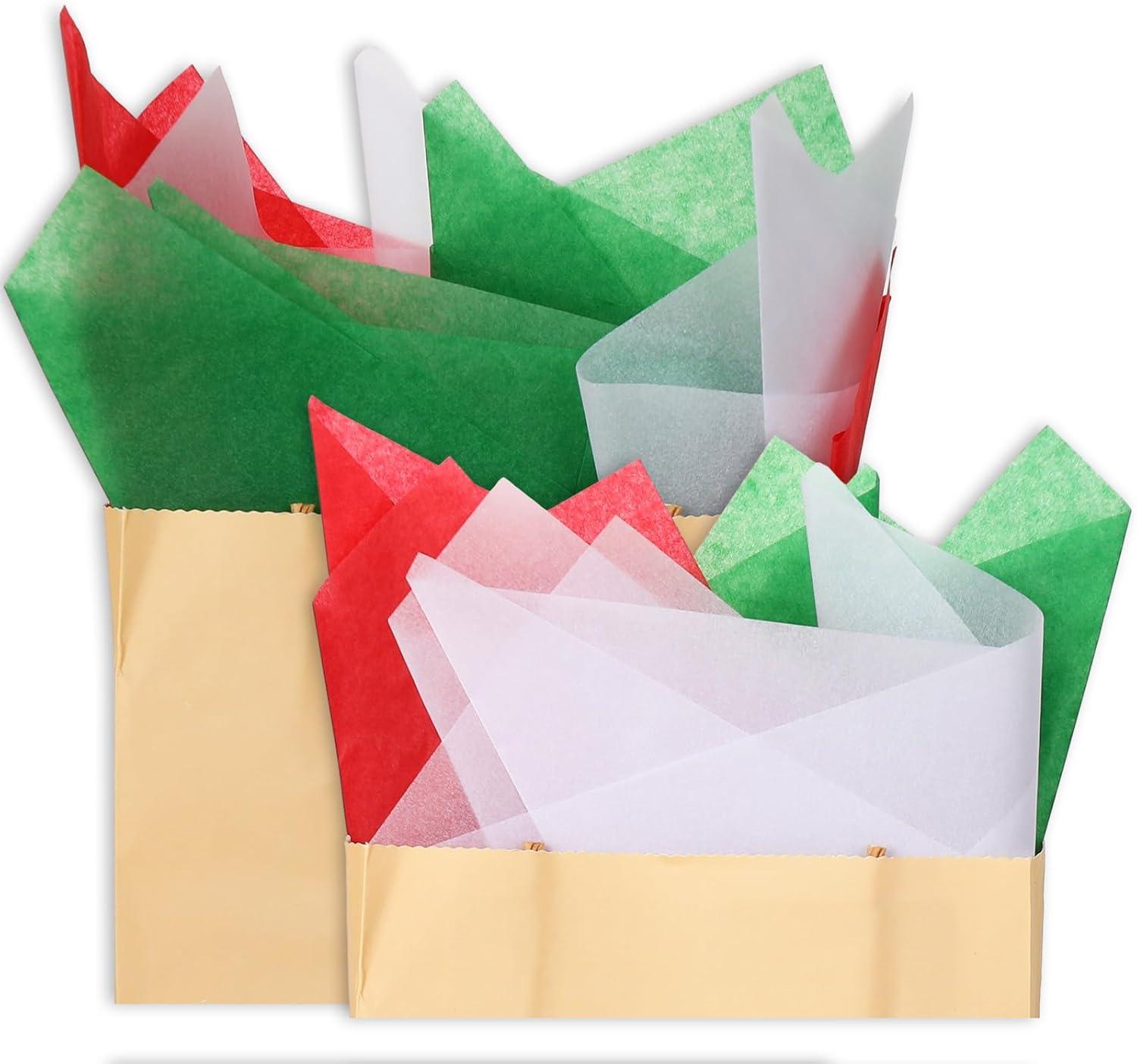 imageWhaline 120 Sheet Gradient Green Tissue Paper Assorted Green Gift Wrapping Paper 15 x 20 Inch Gift Wrap Tissue Paper Art Paper Crafts for DIY Gift Wrapping Birthday Easter Wedding Baby Showe 3 ColorsChristmas Color