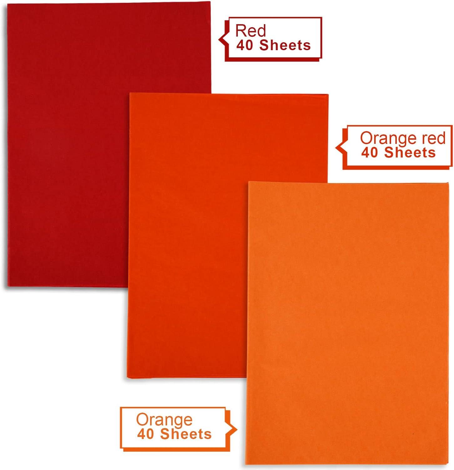 imageWhaline 120 Sheet Gradient Green Tissue Paper Assorted Green Gift Wrapping Paper 15 x 20 Inch Gift Wrap Tissue Paper Art Paper Crafts for DIY Gift Wrapping Birthday Easter Wedding Baby Showe 3 ColorsRed Orange