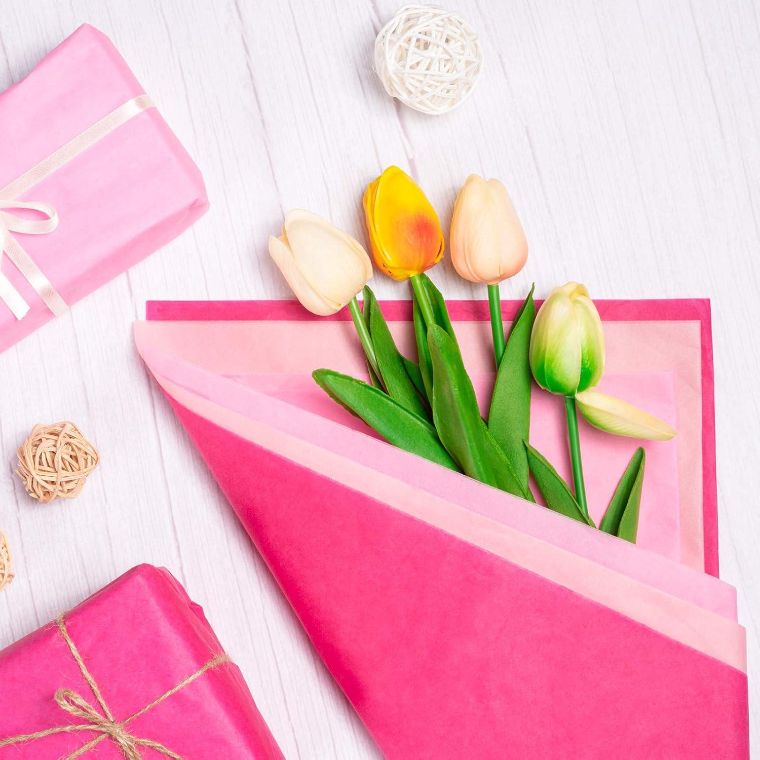 imageWhaline 120 Sheet Gradient Green Tissue Paper Assorted Green Gift Wrapping Paper 15 x 20 Inch Gift Wrap Tissue Paper Art Paper Crafts for DIY Gift Wrapping Birthday Easter Wedding Baby Showe 3 ColorsPink Series