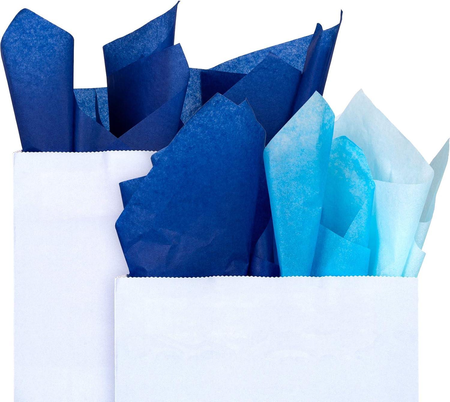 imageWhaline 120 Sheet Gradient Green Tissue Paper Assorted Green Gift Wrapping Paper 15 x 20 Inch Gift Wrap Tissue Paper Art Paper Crafts for DIY Gift Wrapping Birthday Easter Wedding Baby Showe 3 ColorsBlue Series