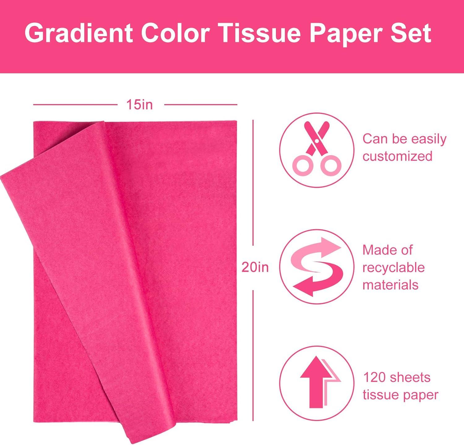 imageWhaline 120 Sheet Gradient Green Tissue Paper Assorted Green Gift Wrapping Paper 15 x 20 Inch Gift Wrap Tissue Paper Art Paper Crafts for DIY Gift Wrapping Birthday Easter Wedding Baby Showe 3 ColorsPink Series