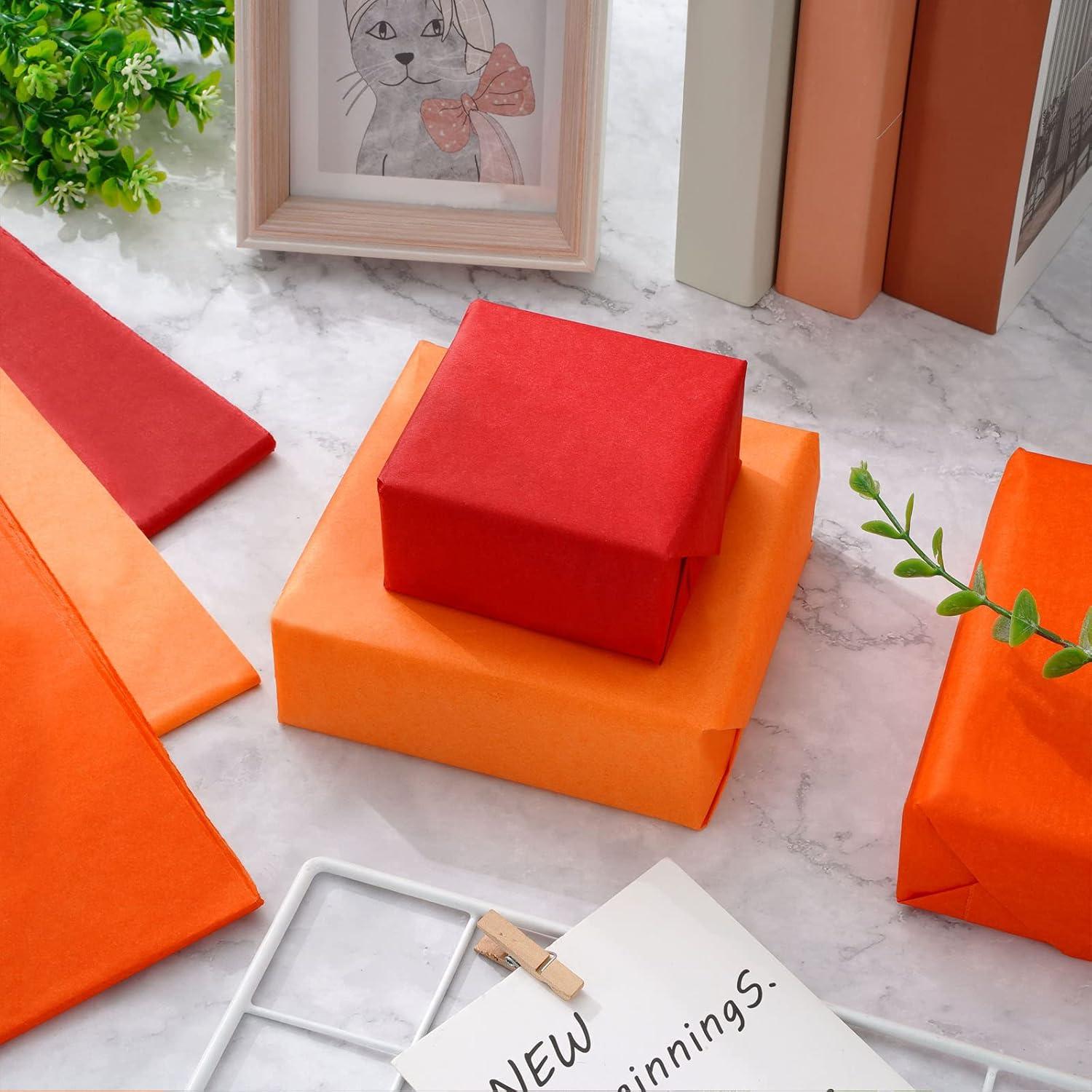 imageWhaline 120 Sheet Gradient Green Tissue Paper Assorted Green Gift Wrapping Paper 15 x 20 Inch Gift Wrap Tissue Paper Art Paper Crafts for DIY Gift Wrapping Birthday Easter Wedding Baby Showe 3 ColorsRed Orange