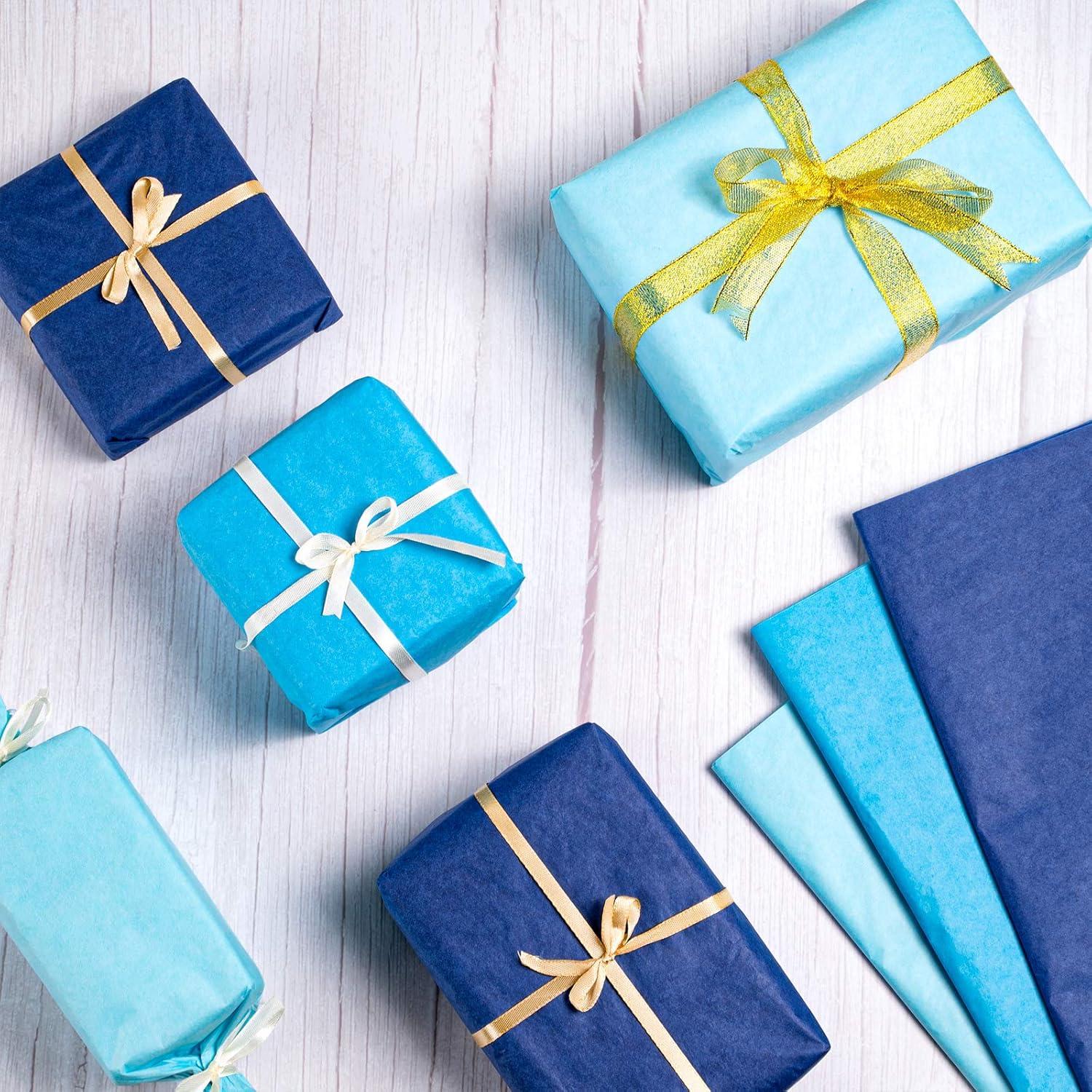 imageWhaline 120 Sheet Gradient Green Tissue Paper Assorted Green Gift Wrapping Paper 15 x 20 Inch Gift Wrap Tissue Paper Art Paper Crafts for DIY Gift Wrapping Birthday Easter Wedding Baby Showe 3 ColorsBlue Series