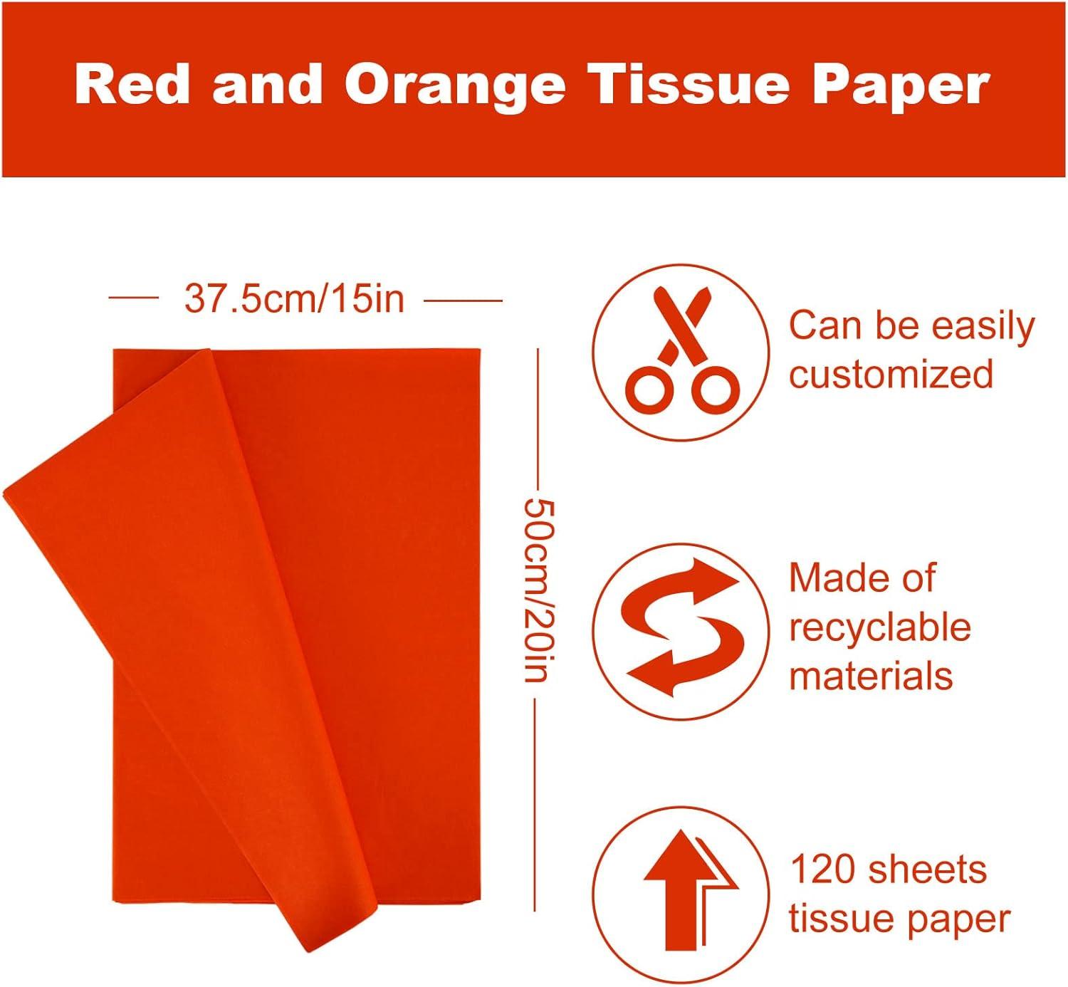 imageWhaline 120 Sheet Gradient Green Tissue Paper Assorted Green Gift Wrapping Paper 15 x 20 Inch Gift Wrap Tissue Paper Art Paper Crafts for DIY Gift Wrapping Birthday Easter Wedding Baby Showe 3 ColorsRed Orange