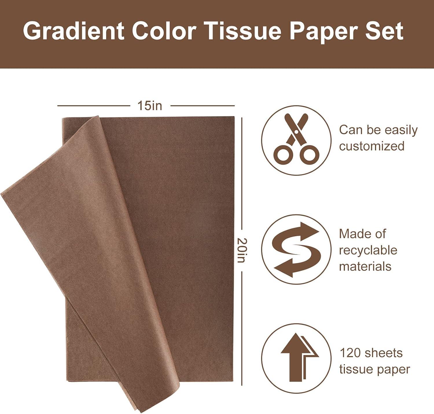 imageWhaline 120 Sheet Gradient Green Tissue Paper Assorted Green Gift Wrapping Paper 15 x 20 Inch Gift Wrap Tissue Paper Art Paper Crafts for DIY Gift Wrapping Birthday Easter Wedding Baby Showe 3 ColorsBrown Series