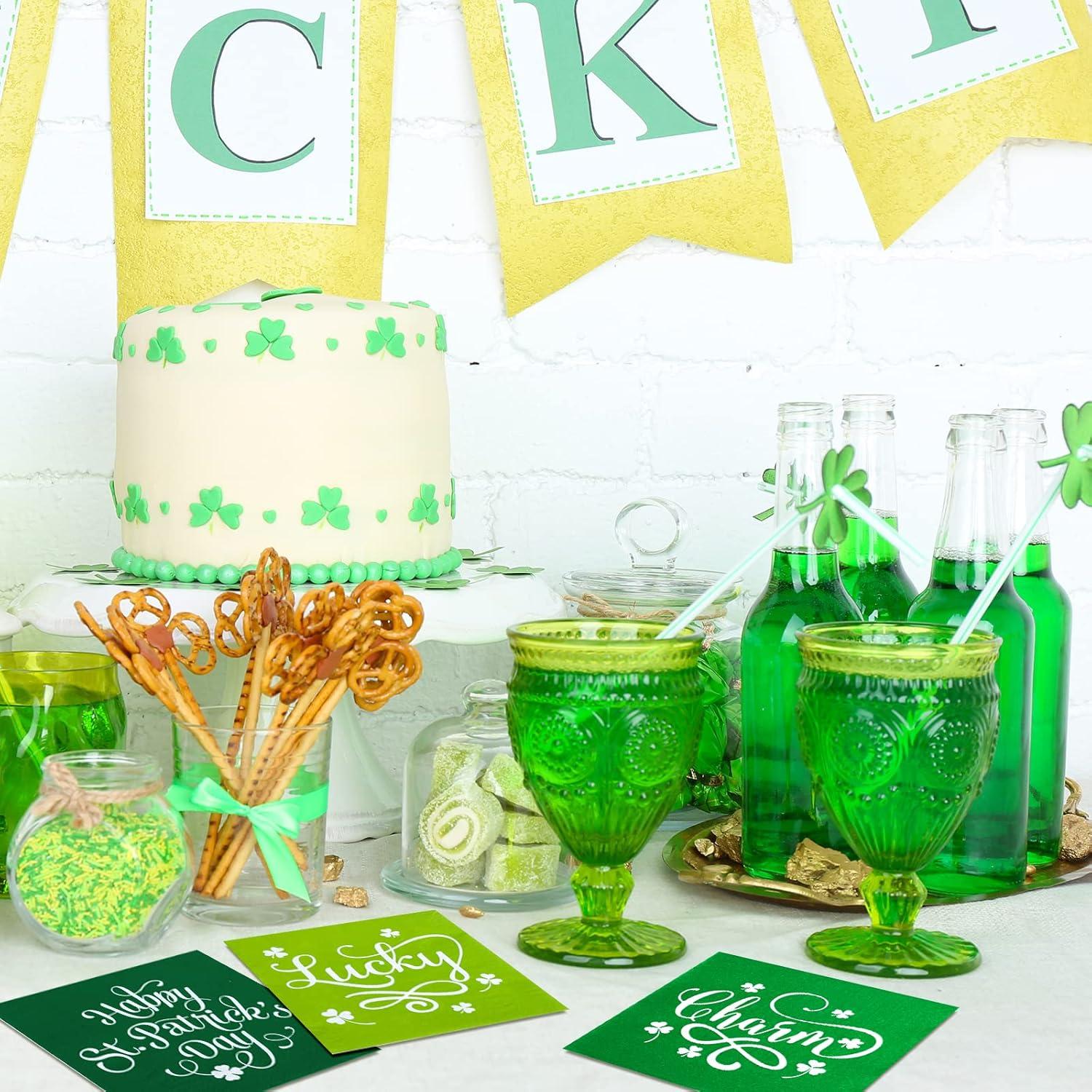 imageWhaline 120pcs Halloween Napkins 3 Style Disposable Paper Party Napkin Happy Halloween Beverage Cocktail Napkins Trick or Treat Printed Napkin for Party Suppliers 65 x 65 InchSt Patricks Day