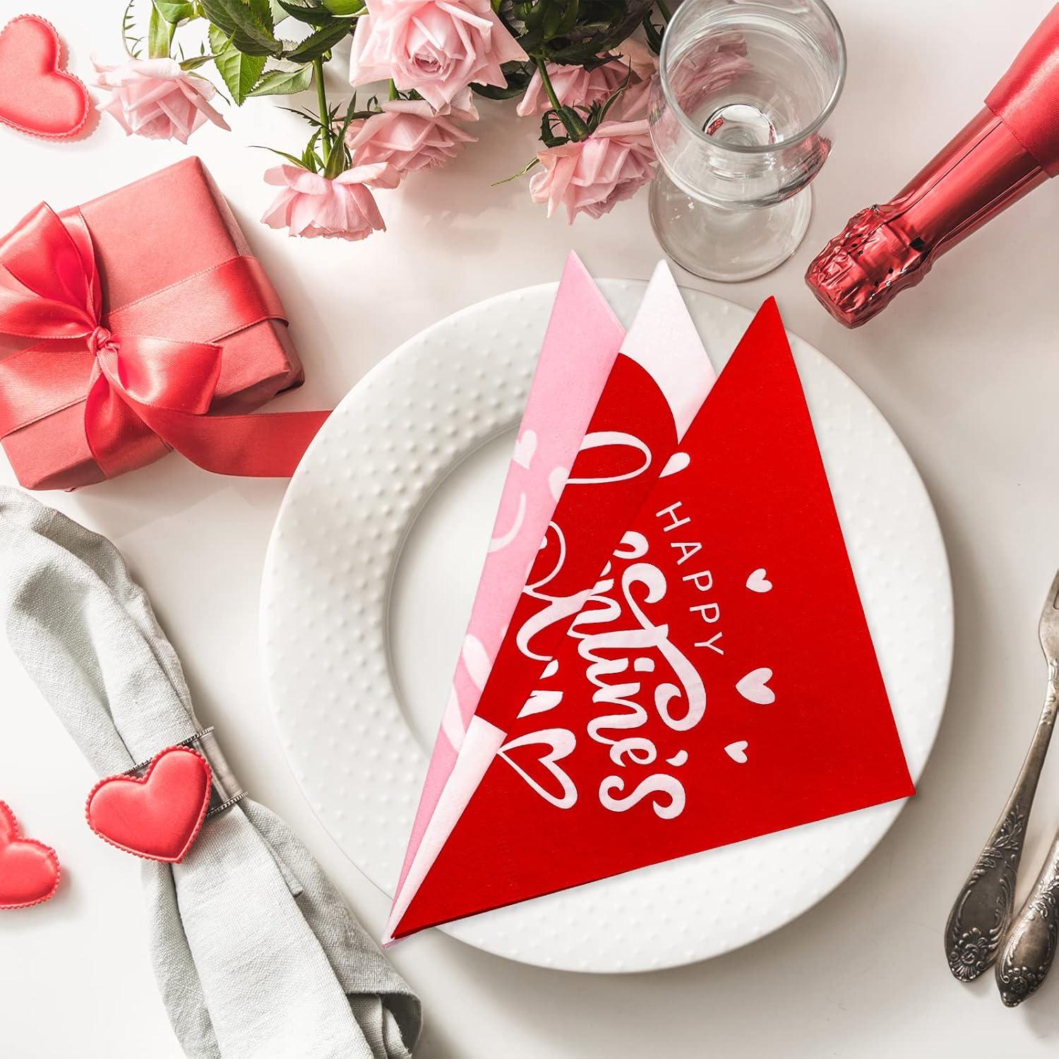 imageWhaline 120pcs Halloween Napkins 3 Style Disposable Paper Party Napkin Happy Halloween Beverage Cocktail Napkins Trick or Treat Printed Napkin for Party Suppliers 65 x 65 InchValentines Day