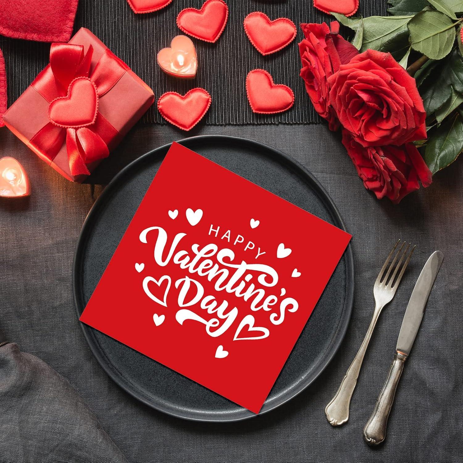 imageWhaline 120pcs Halloween Napkins 3 Style Disposable Paper Party Napkin Happy Halloween Beverage Cocktail Napkins Trick or Treat Printed Napkin for Party Suppliers 65 x 65 InchValentines Day