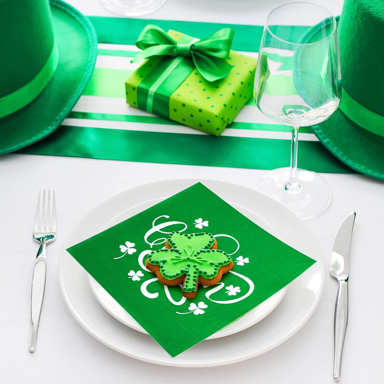 imageWhaline 120pcs Halloween Napkins 3 Style Disposable Paper Party Napkin Happy Halloween Beverage Cocktail Napkins Trick or Treat Printed Napkin for Party Suppliers 65 x 65 InchSt Patricks Day