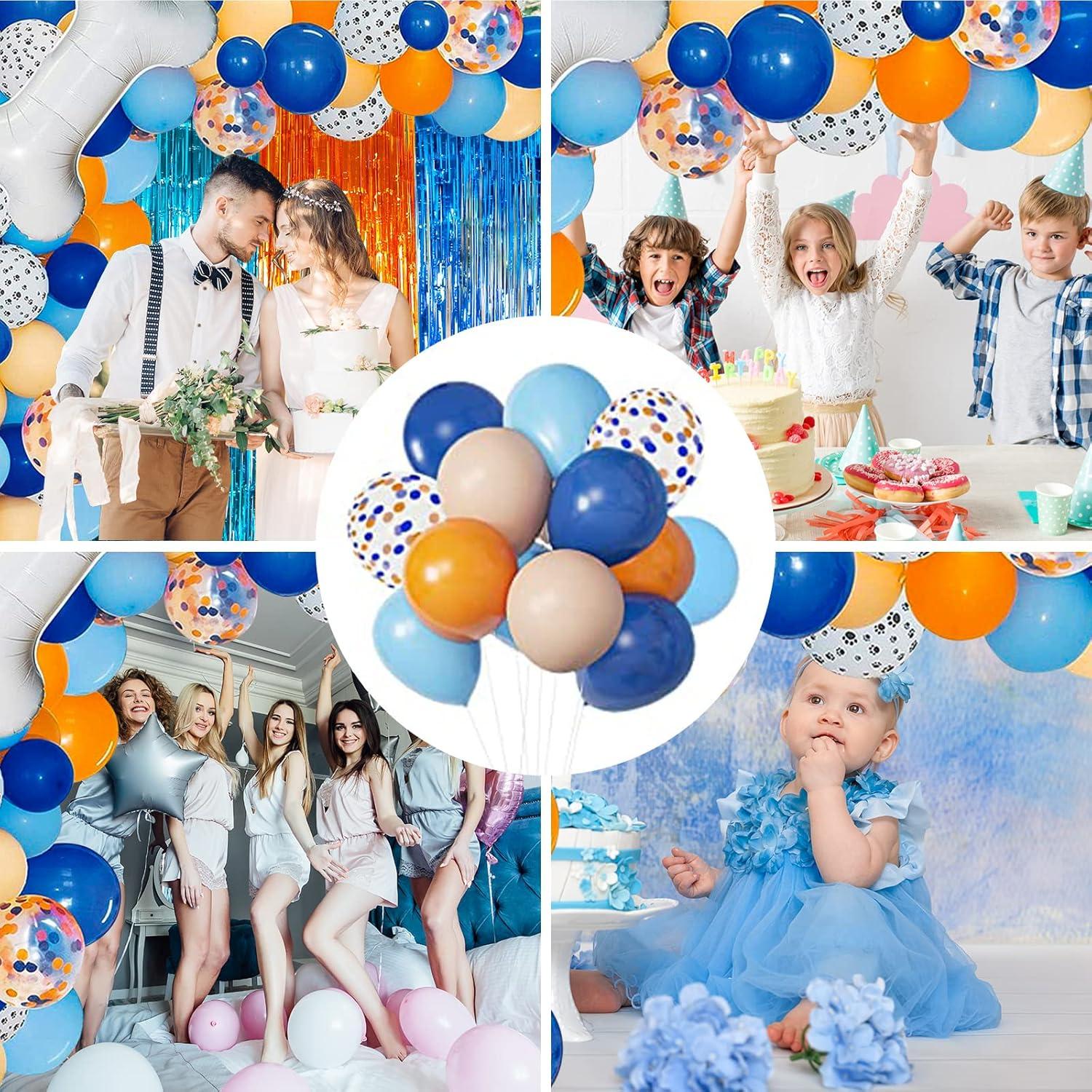 imageWhaline 124Pcs Paw Bone Foil Balloons ampamp Fringe Curtains Arch Kit for Boys Girls Baby Shower Orange and Blue Theme Parties