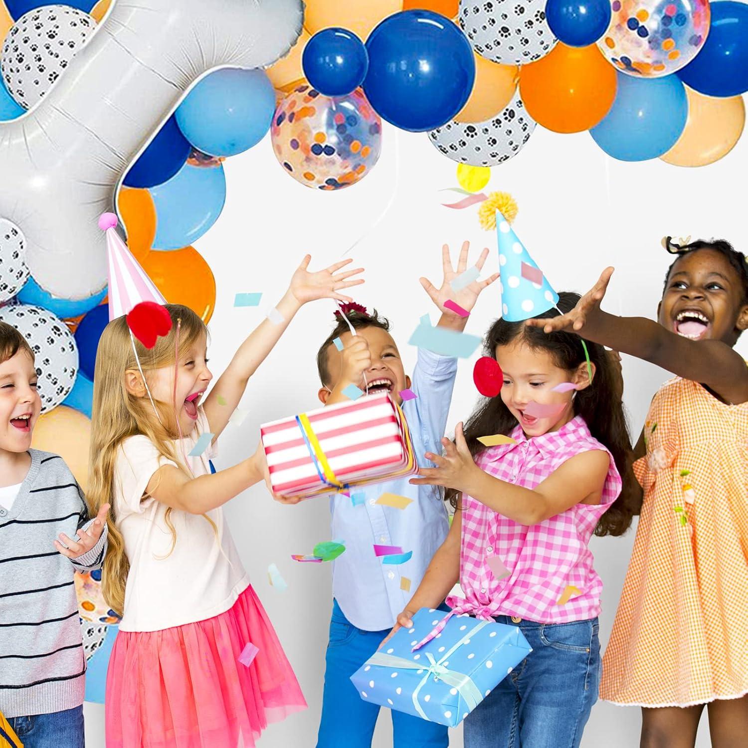 imageWhaline 124Pcs Paw Bone Foil Balloons ampamp Fringe Curtains Arch Kit for Boys Girls Baby Shower Orange and Blue Theme Parties