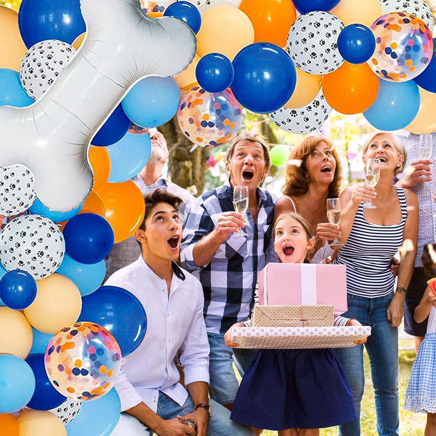 imageWhaline 124Pcs Paw Bone Foil Balloons ampamp Fringe Curtains Arch Kit for Boys Girls Baby Shower Orange and Blue Theme Parties