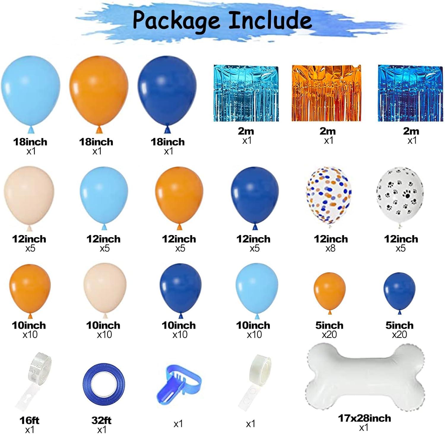 imageWhaline 124Pcs Paw Bone Foil Balloons ampamp Fringe Curtains Arch Kit for Boys Girls Baby Shower Orange and Blue Theme Parties
