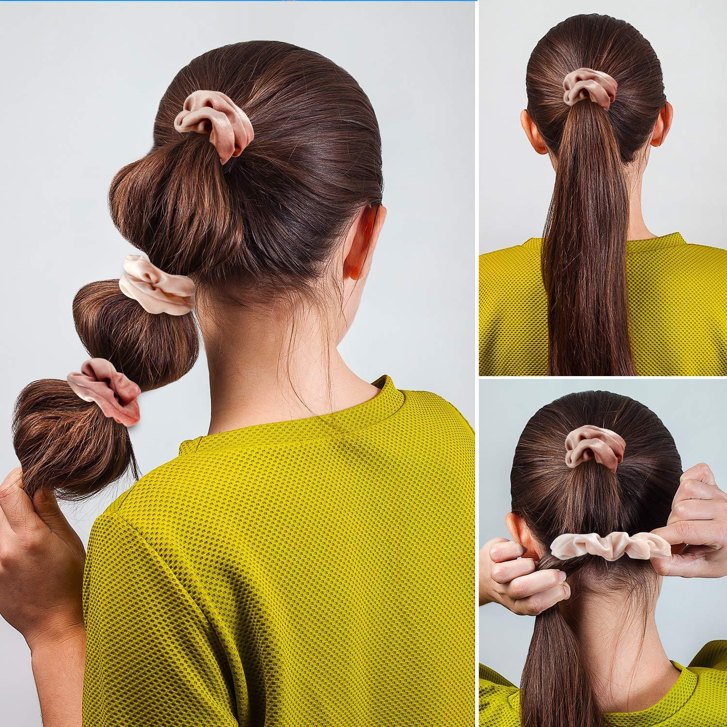 imageWhaline 12Pcs Blush Theme Scrunchies Velvet Elastics for Women Pink Bobbles Soft Lovers Scrunchy Classic Thick Hair Bands Ties Gifts for Teenage GirlsBlush Colors