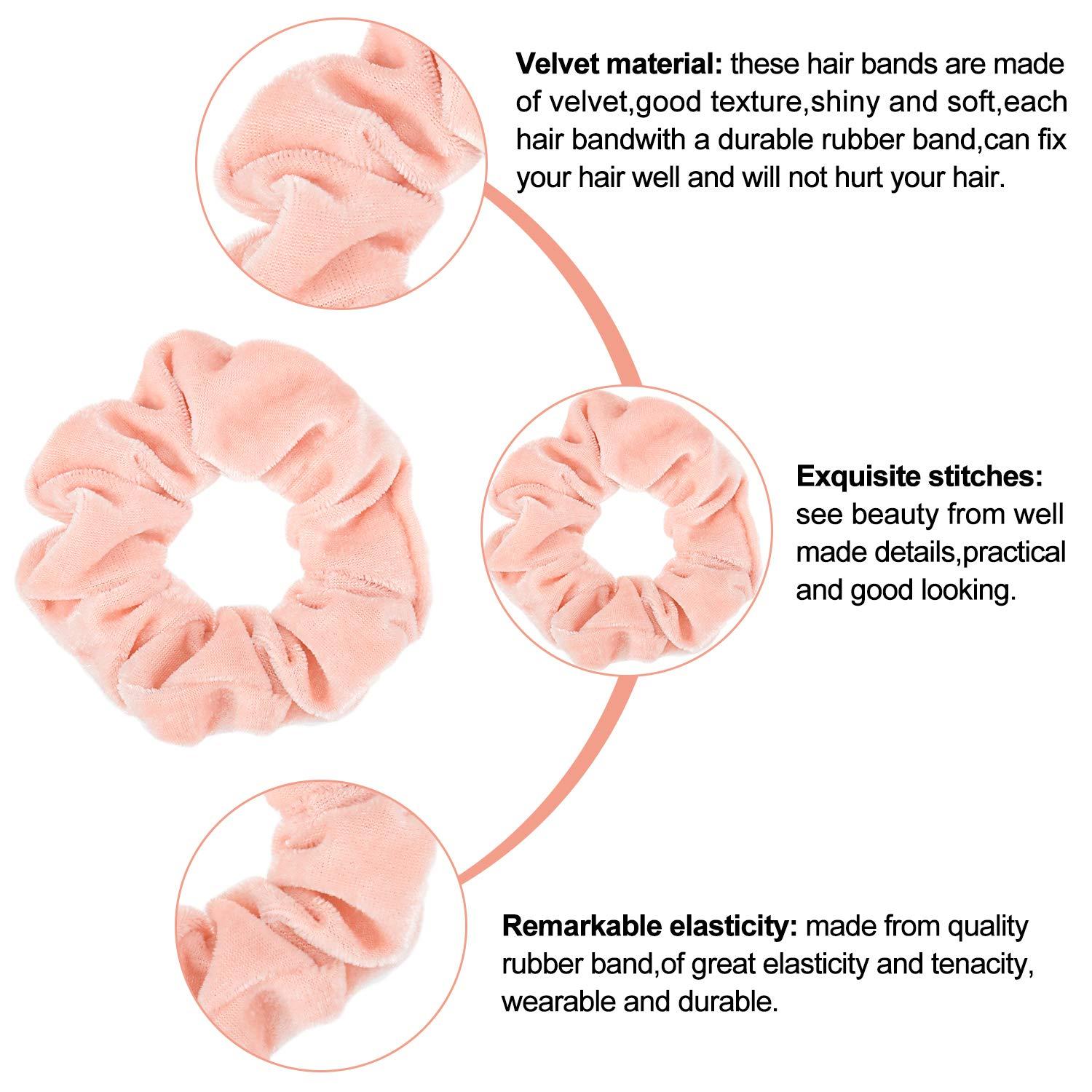 imageWhaline 12Pcs Blush Theme Scrunchies Velvet Elastics for Women Pink Bobbles Soft Lovers Scrunchy Classic Thick Hair Bands Ties Gifts for Teenage GirlsPastel Color