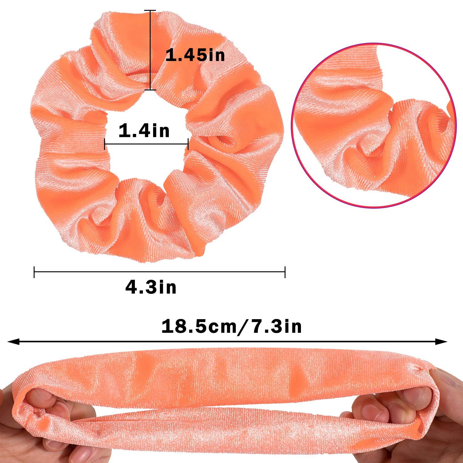 imageWhaline 12Pcs Blush Theme Scrunchies Velvet Elastics for Women Pink Bobbles Soft Lovers Scrunchy Classic Thick Hair Bands Ties Gifts for Teenage GirlsNeon Colors