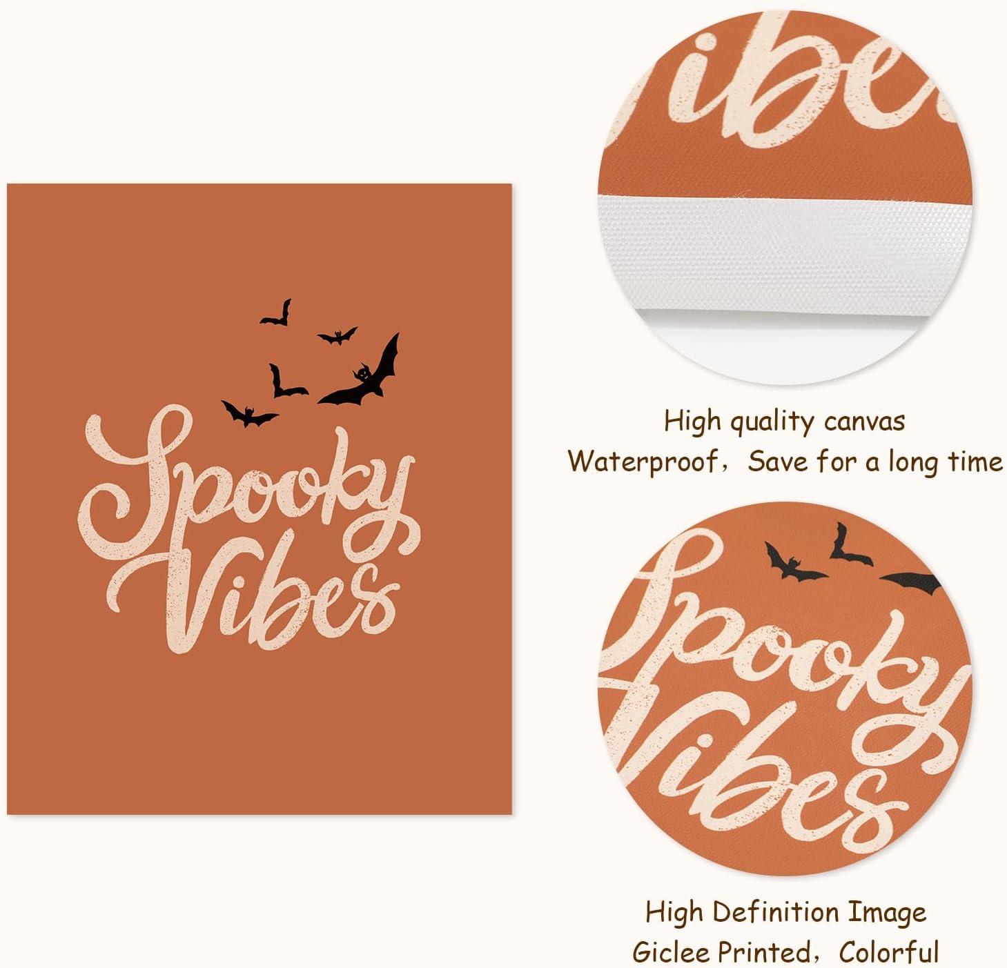 imageWhaline 12Pcs Halloween Wall Art Prints 8x10 Inch Boho Skeleton Ghost Black Cat Art Poster Decor Halloween Art Prints for Halloween Gallery Wall Home Living Room Bedroom Decor UNFRAMEDCanvas