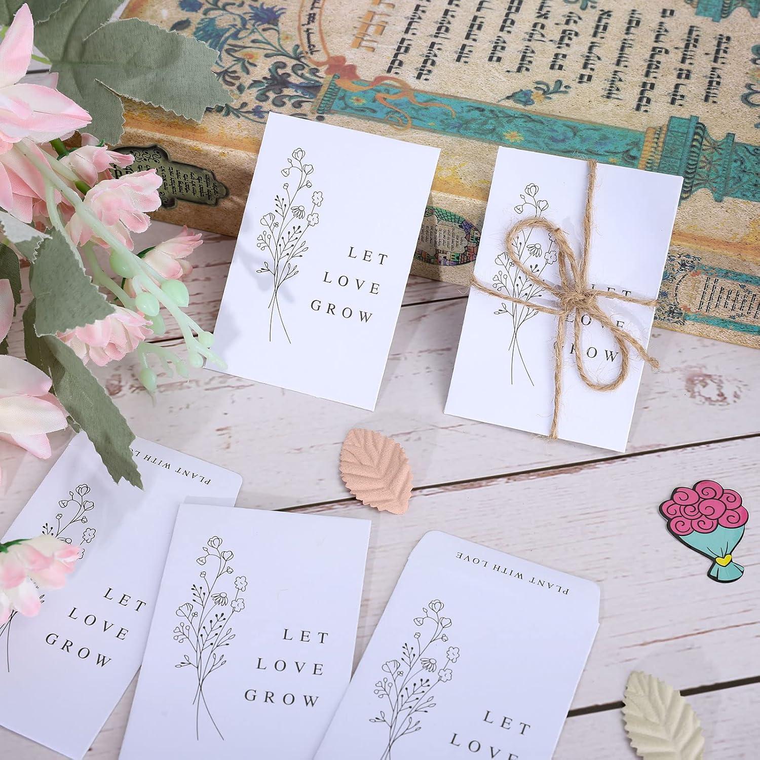 imageWhaline 200 Pack Wedding Favor Packets Let Love Grow SelfAdhesive White Envelope Minimalist Storage Packets for Wedding Garden Office Gift Party Supplies 35 x 24 Inch