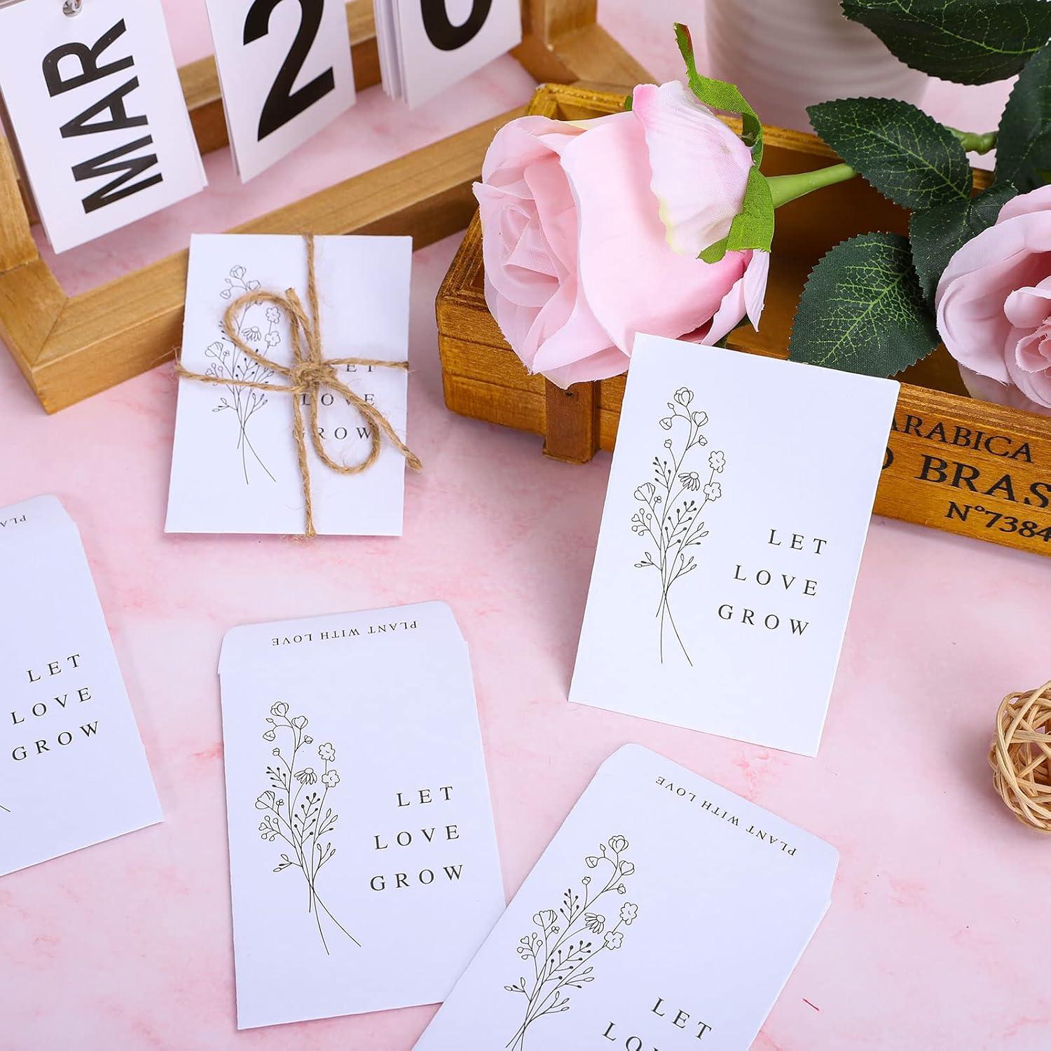 imageWhaline 200 Pack Wedding Favor Packets Let Love Grow SelfAdhesive White Envelope Minimalist Storage Packets for Wedding Garden Office Gift Party Supplies 35 x 24 Inch
