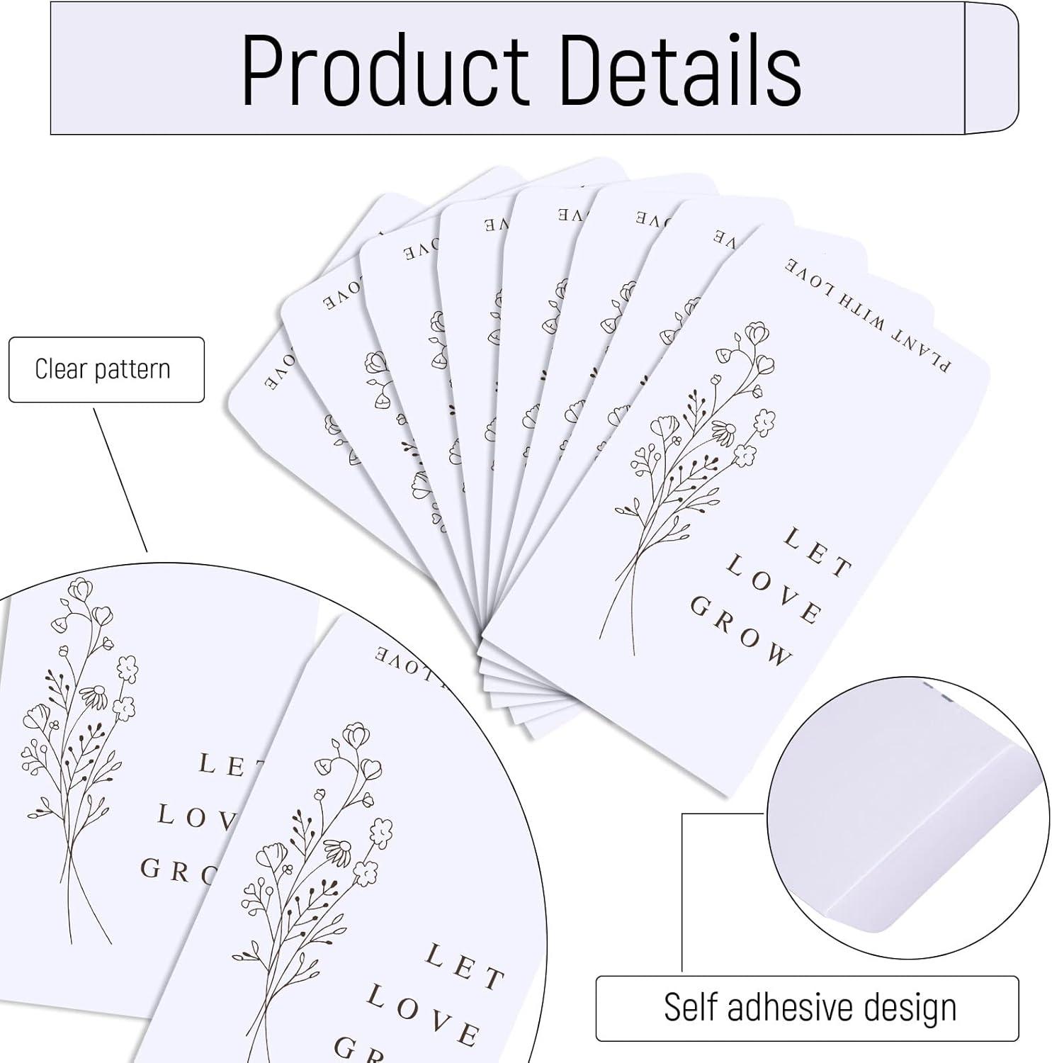 imageWhaline 200 Pack Wedding Favor Packets Let Love Grow SelfAdhesive White Envelope Minimalist Storage Packets for Wedding Garden Office Gift Party Supplies 35 x 24 Inch