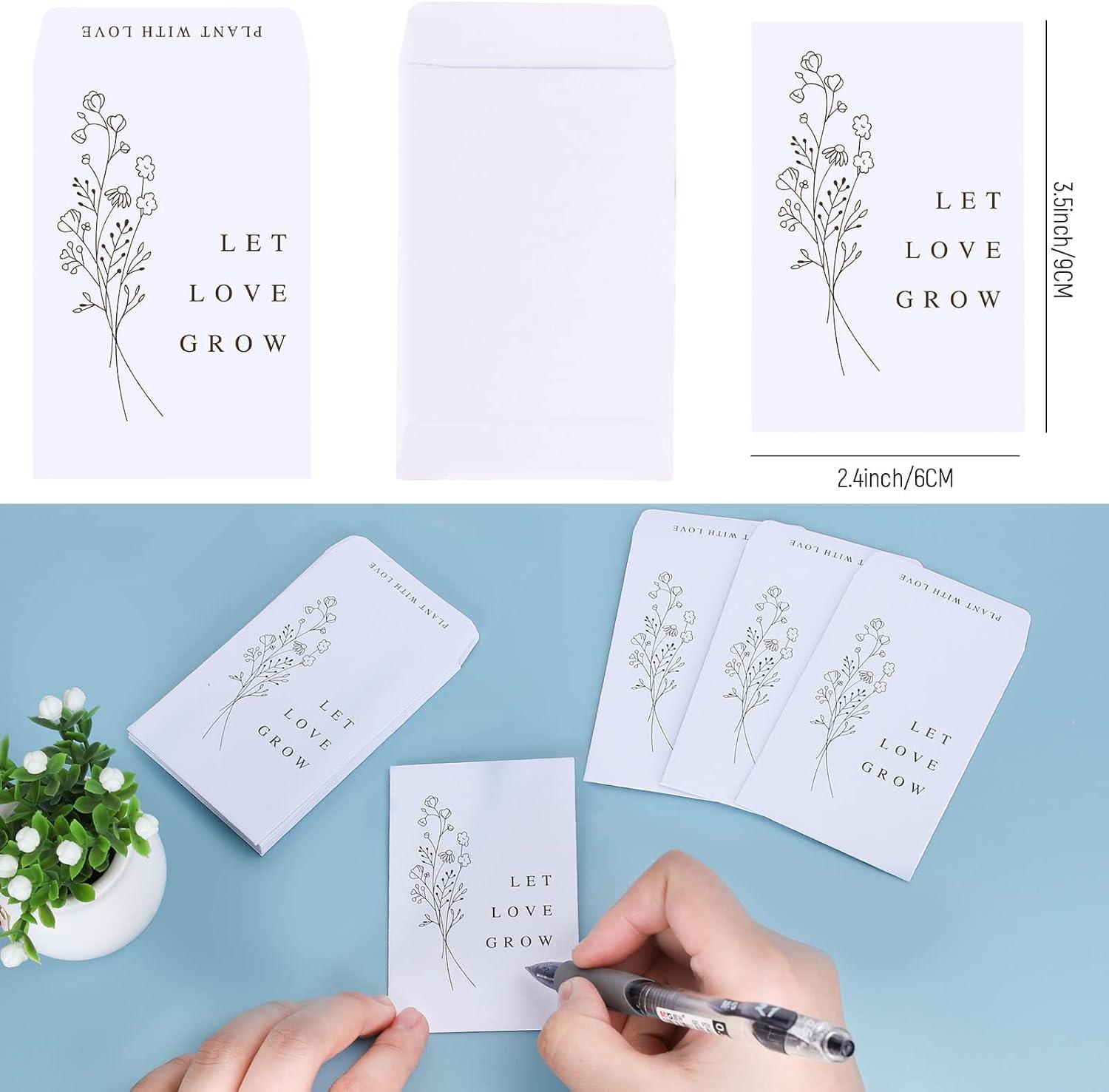imageWhaline 200 Pack Wedding Favor Packets Let Love Grow SelfAdhesive White Envelope Minimalist Storage Packets for Wedding Garden Office Gift Party Supplies 35 x 24 Inch