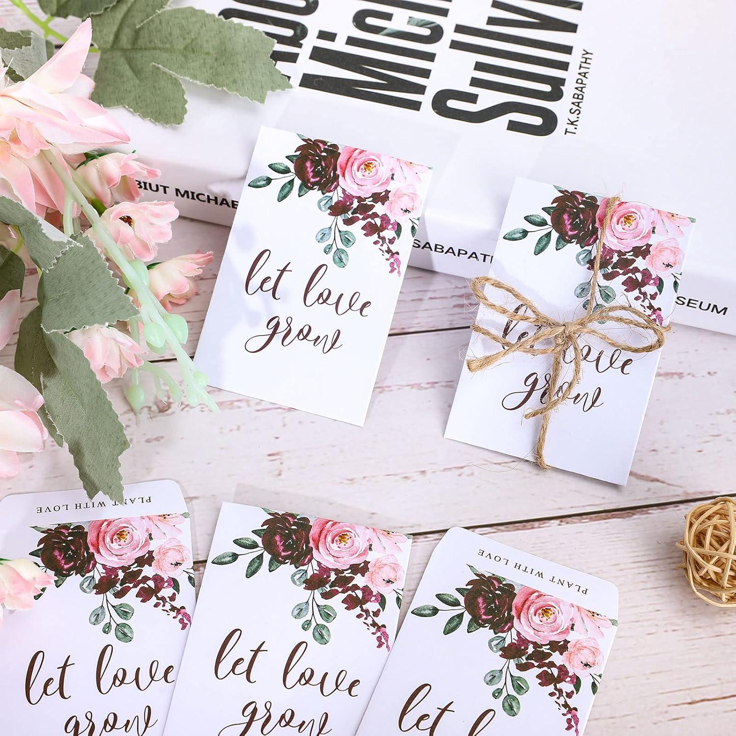 imageWhaline 200 Pack Wedding Favors Packets Let Love Grow SelfAdhesive White Envelope Watercolor Packets Storage Packets for Wedding Garden Office Gift Party Supplies 35 x 24In