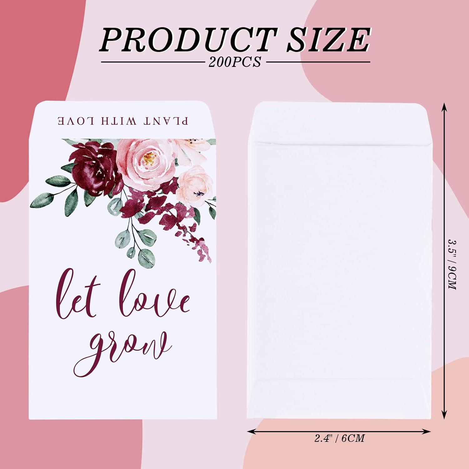 imageWhaline 200 Pack Wedding Favors Packets Let Love Grow SelfAdhesive White Envelope Watercolor Packets Storage Packets for Wedding Garden Office Gift Party Supplies 35 x 24In