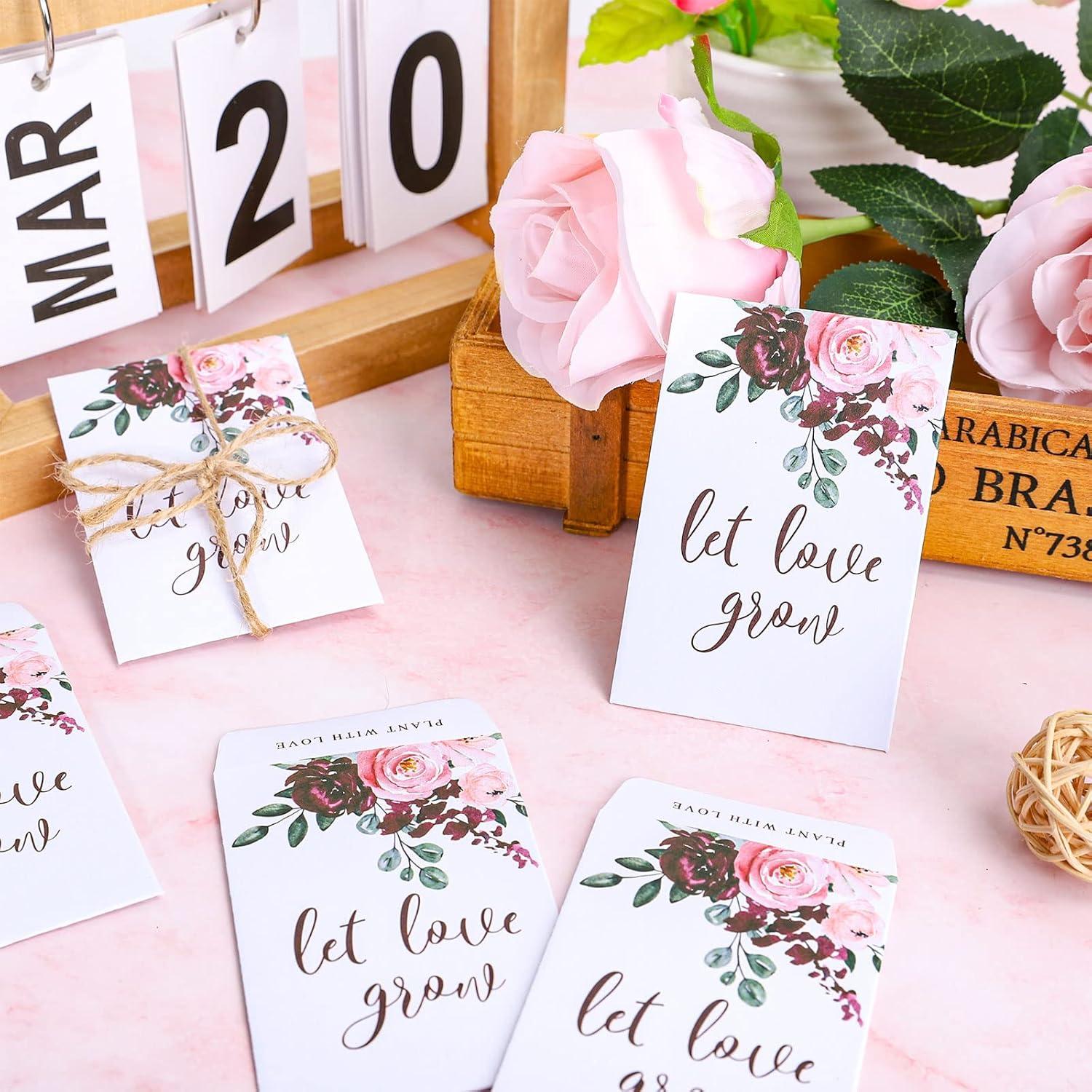 imageWhaline 200 Pack Wedding Favors Packets Let Love Grow SelfAdhesive White Envelope Watercolor Packets Storage Packets for Wedding Garden Office Gift Party Supplies 35 x 24In