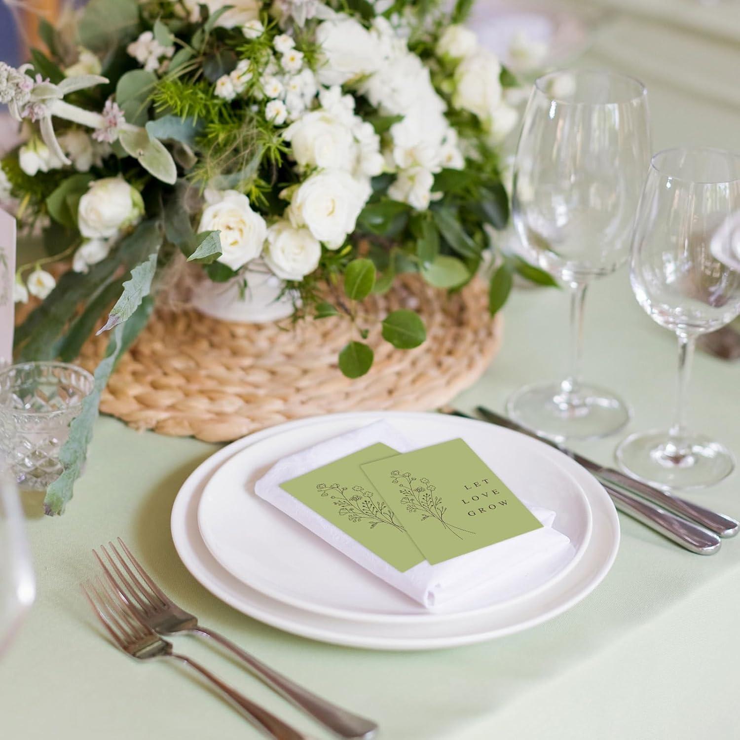 imageWhaline 200Pcs Self Adhesive Wedding Favor Packets Let Love Grow Green Envelope Minimalist Storage Pockets for Garden Office Gift Party Supplies 35 x 24 InchGreen