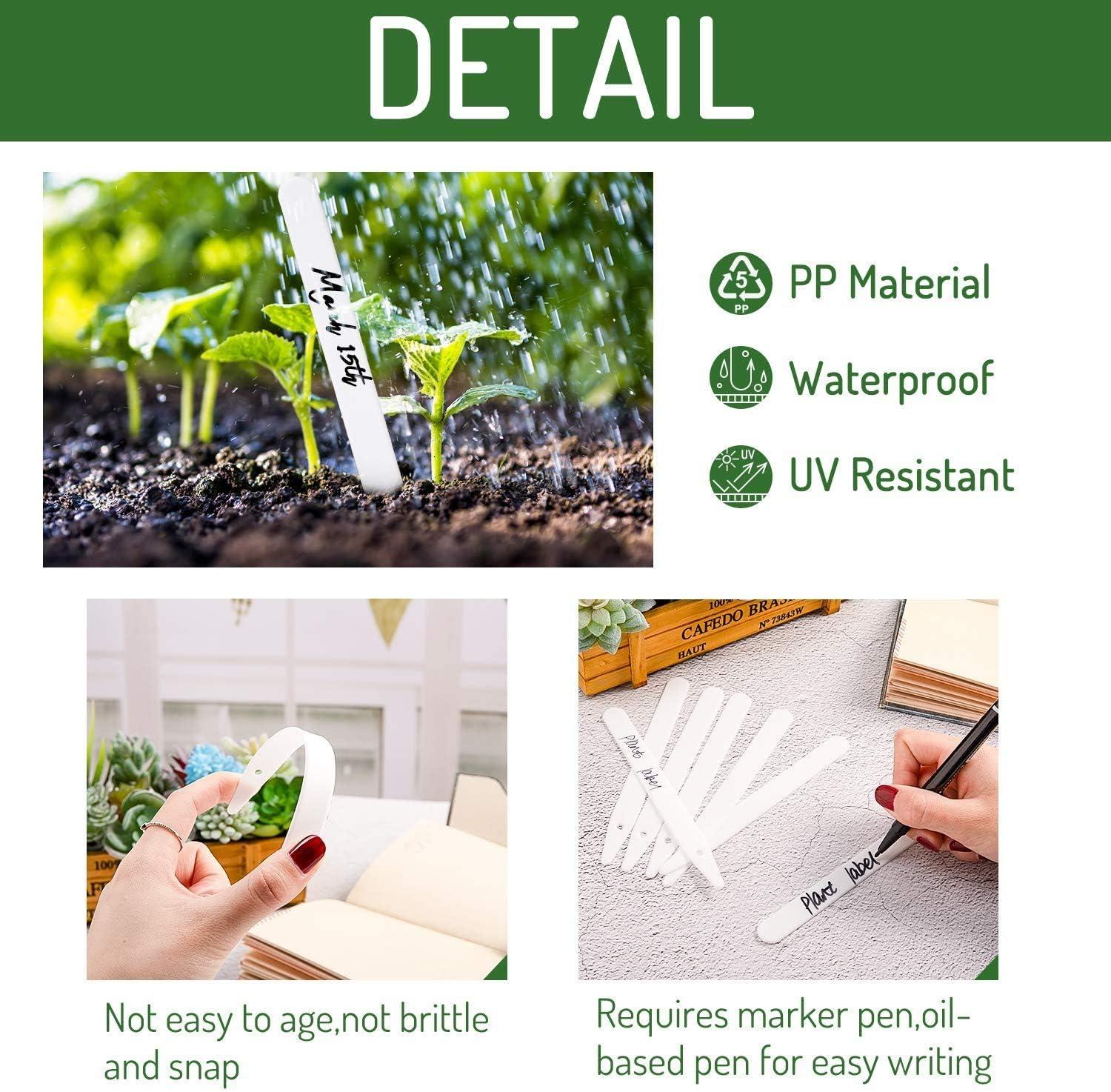 imageWhaline 200Pcs Thick Plastic Plant Label with Hole White Waterproof Garden Stake Tags with 2 Marker Pen and A Roll of Twine6 Inch4 Inch