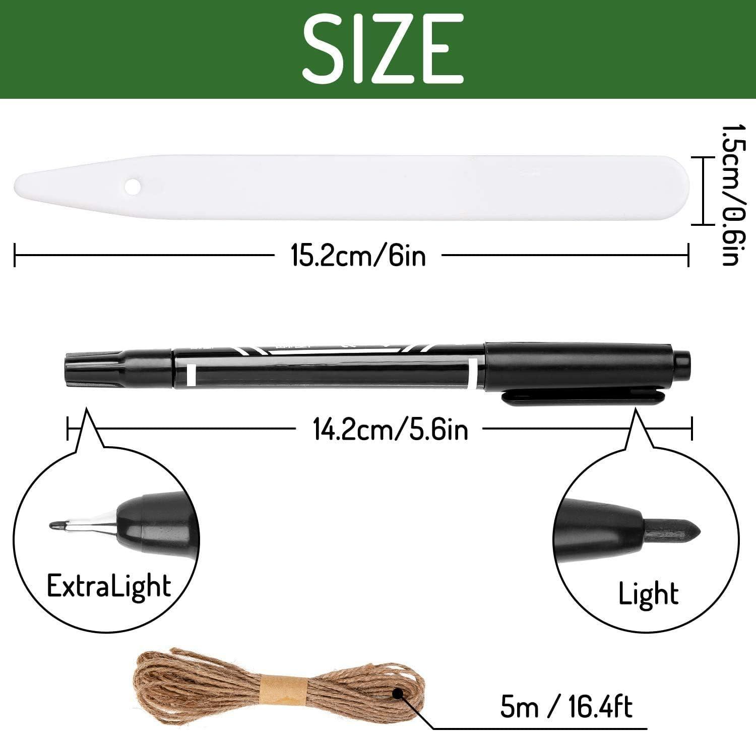 imageWhaline 200Pcs Thick Plastic Plant Label with Hole White Waterproof Garden Stake Tags with 2 Marker Pen and A Roll of Twine6 Inch6 Inch