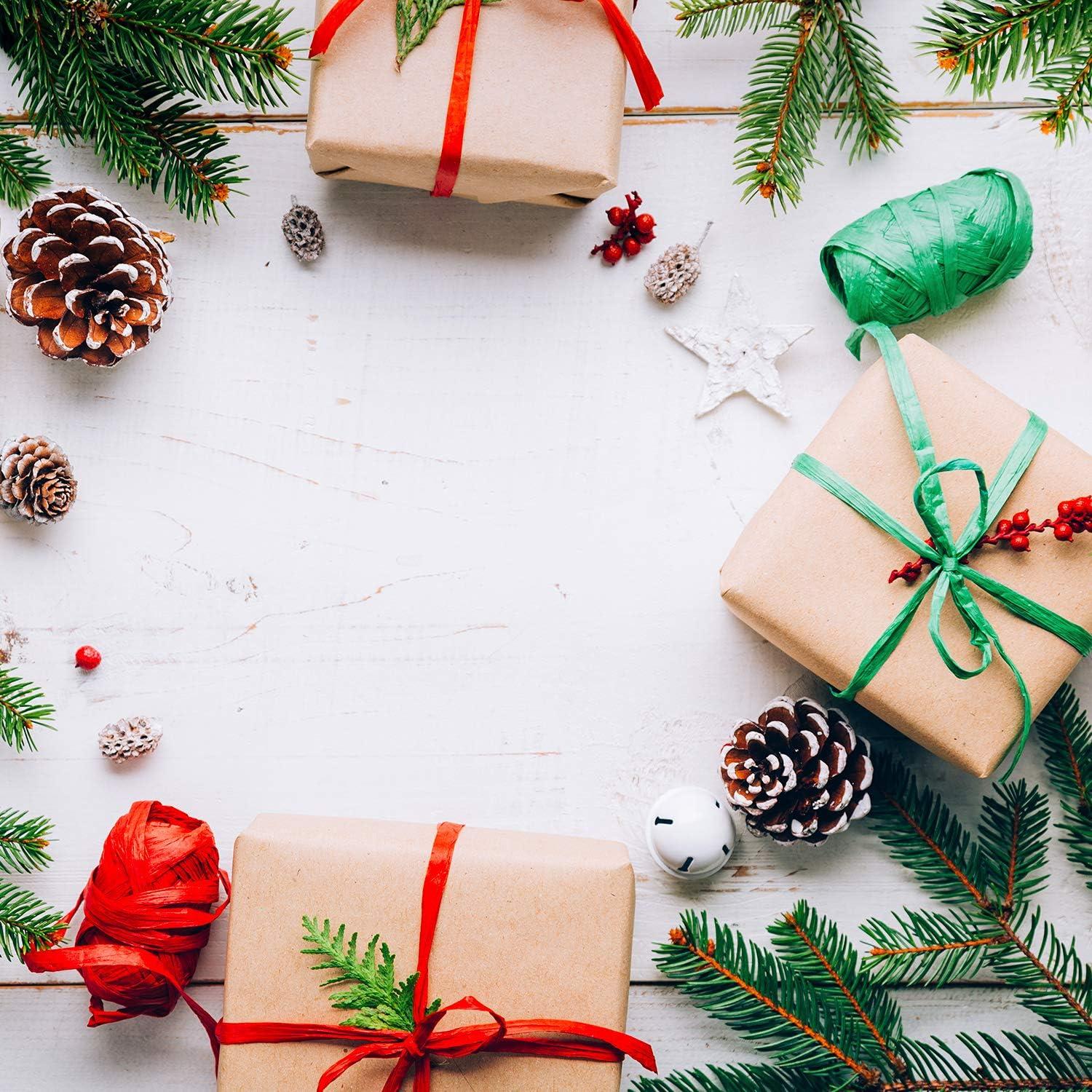 imageWhaline 229 Yards Raffia Paper Ribbon Christmas Kraft Craft Packing Paper Twine for Festival Gifts DIY Decoration and Weaving 14 inch WidthDeep Green