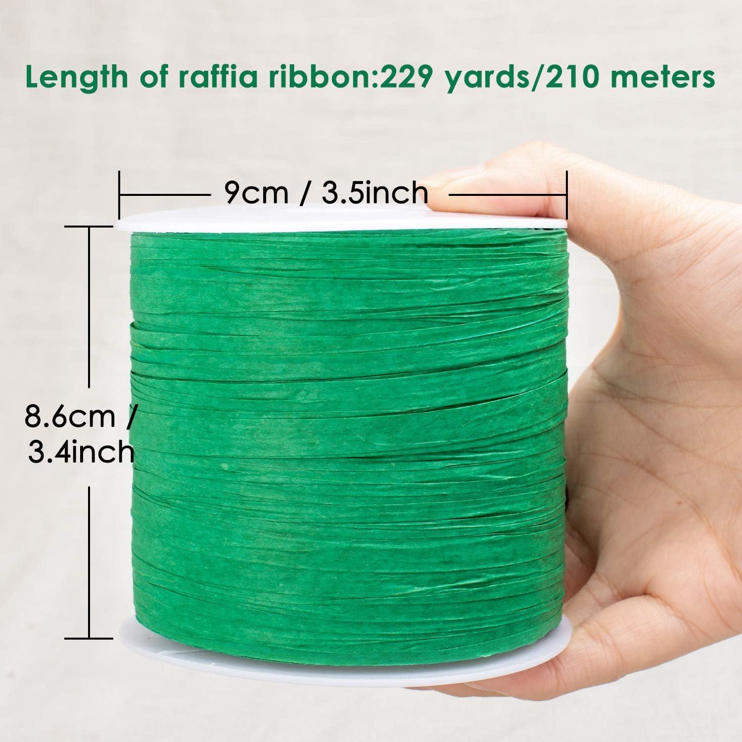 imageWhaline 229 Yards Raffia Paper Ribbon Christmas Kraft Craft Packing Paper Twine for Festival Gifts DIY Decoration and Weaving 14 inch WidthDeep Green