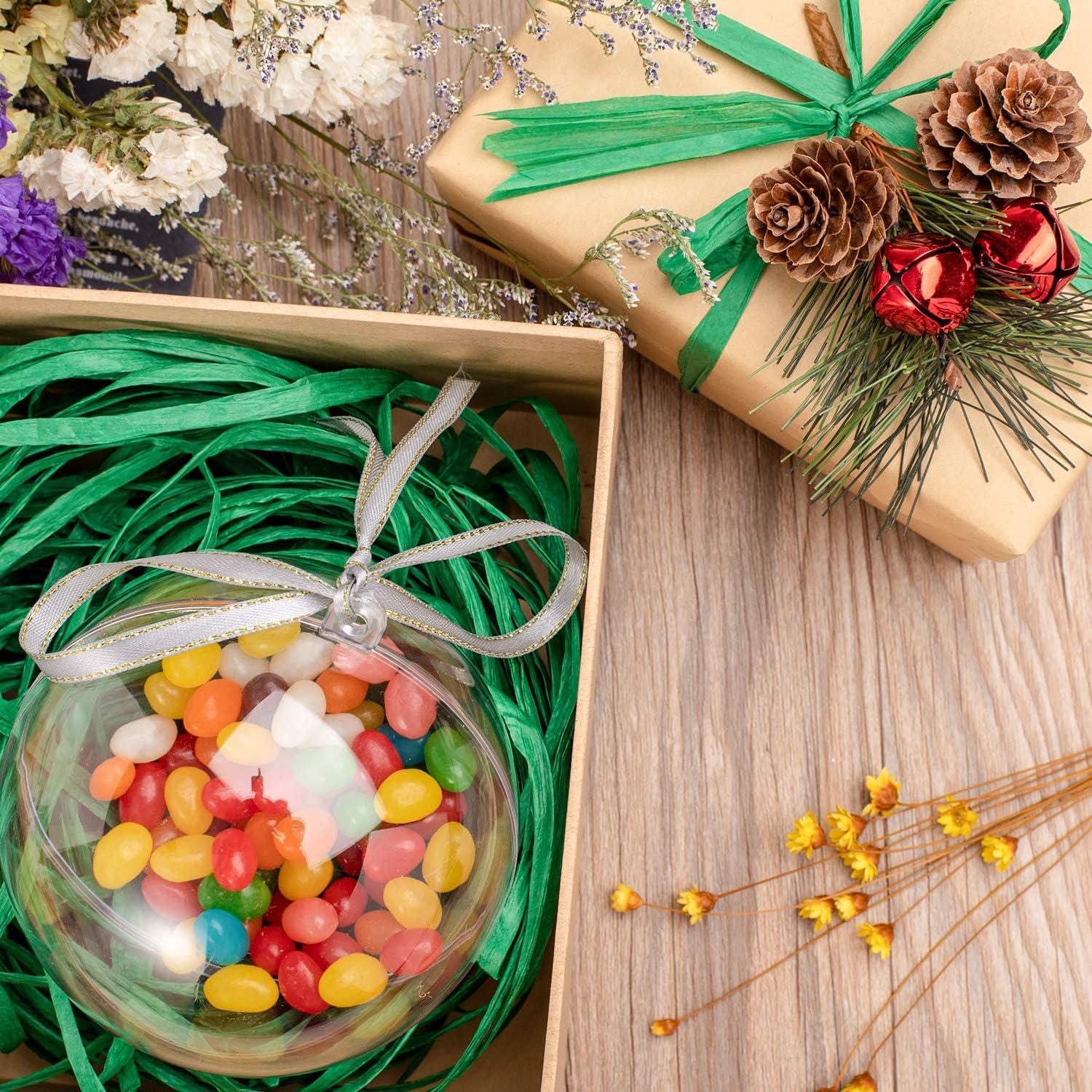 imageWhaline 229 Yards Raffia Paper Ribbon Christmas Kraft Craft Packing Paper Twine for Festival Gifts DIY Decoration and Weaving 14 inch WidthDeep Green