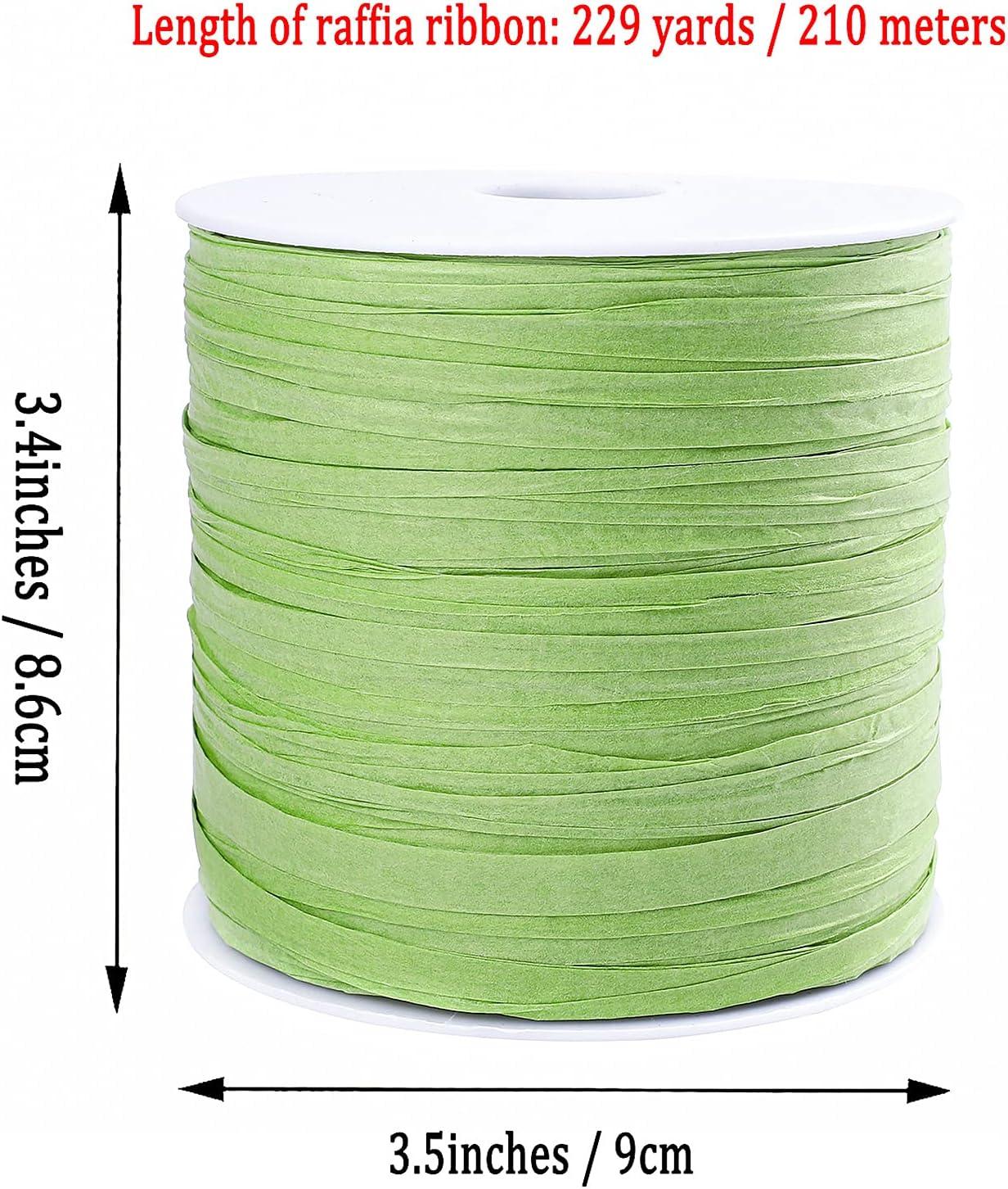 imageWhaline 229 Yards Raffia Paper Ribbon Christmas Kraft Craft Packing Paper Twine for Festival Gifts DIY Decoration and Weaving 14 inch WidthGreen