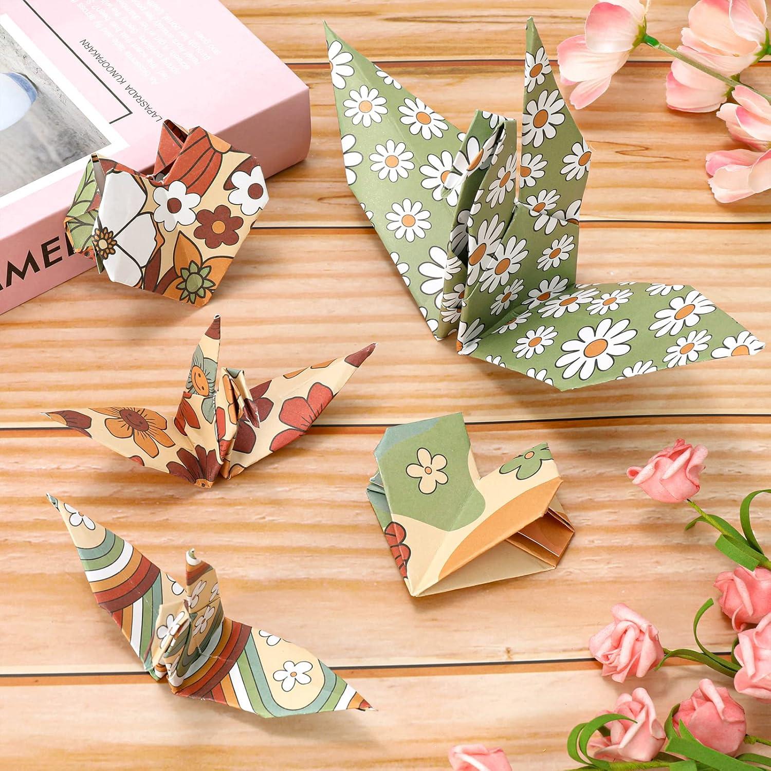 imageWhaline 24 Sheet Retro Floral Pattern Paper 12 Designs Hippie Groovy Boho Rainbow Scrapbook DoubleSided Craft Paper Folded Flat for Card Making Scrapbook Photo Album Spring Summer Decor 30 x 30cm